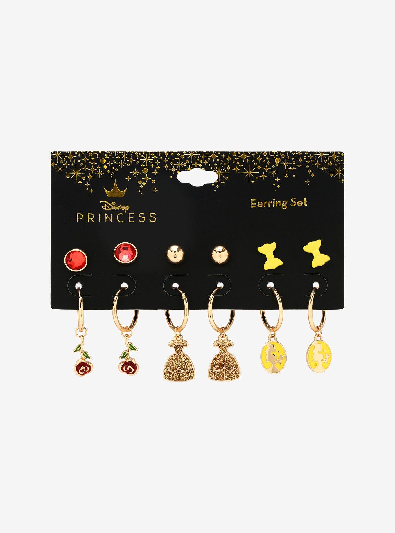 Disney Beauty And The Beast Belle Stud & Hoop Earring Set, , alternate