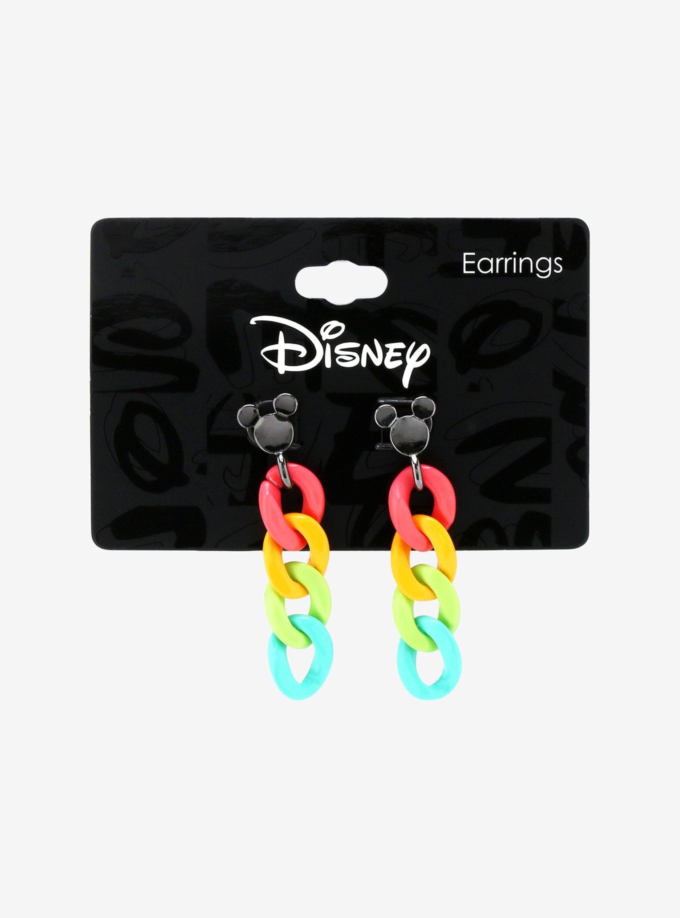 Disney Mickey Mouse Rainbow Chain Earrings, , alternate