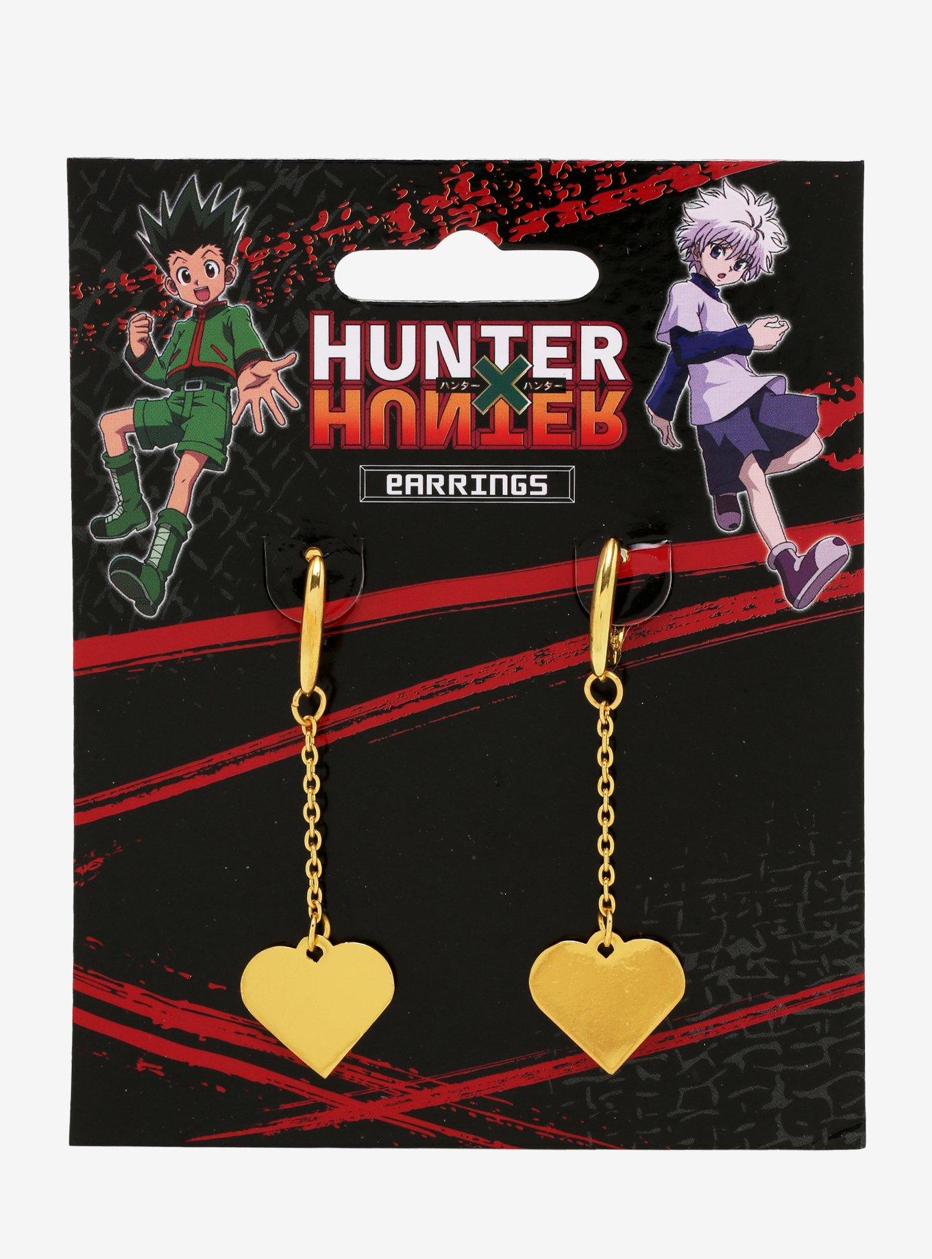 Hunter X Hunter Gold Heart Dangle Earrings, , alternate