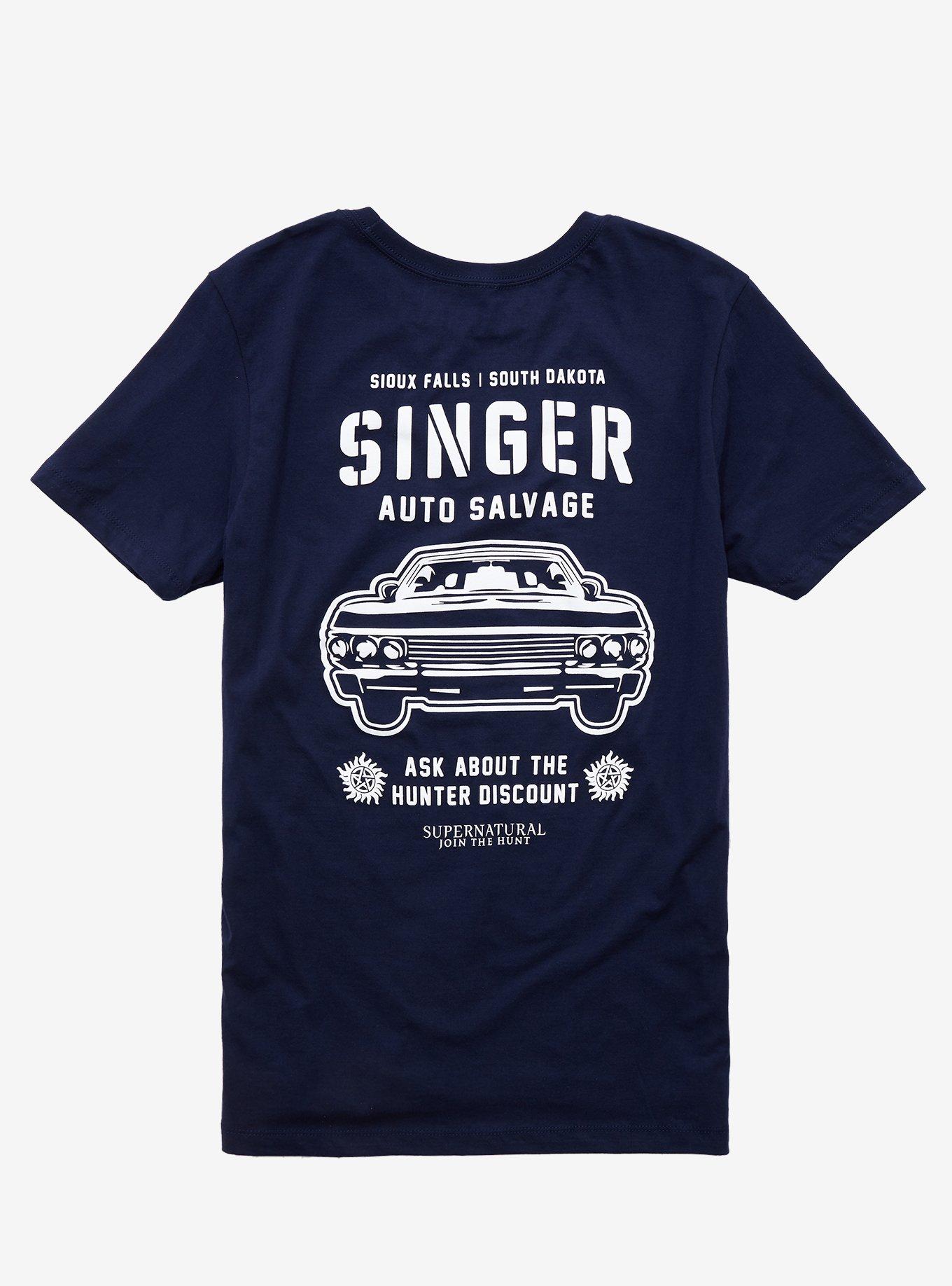 Supernatural Singer Auto Salvage T-Shirt, NAVY, alternate