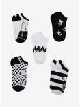 Peanuts Black & White No-Show Socks 5 Pair, , alternate