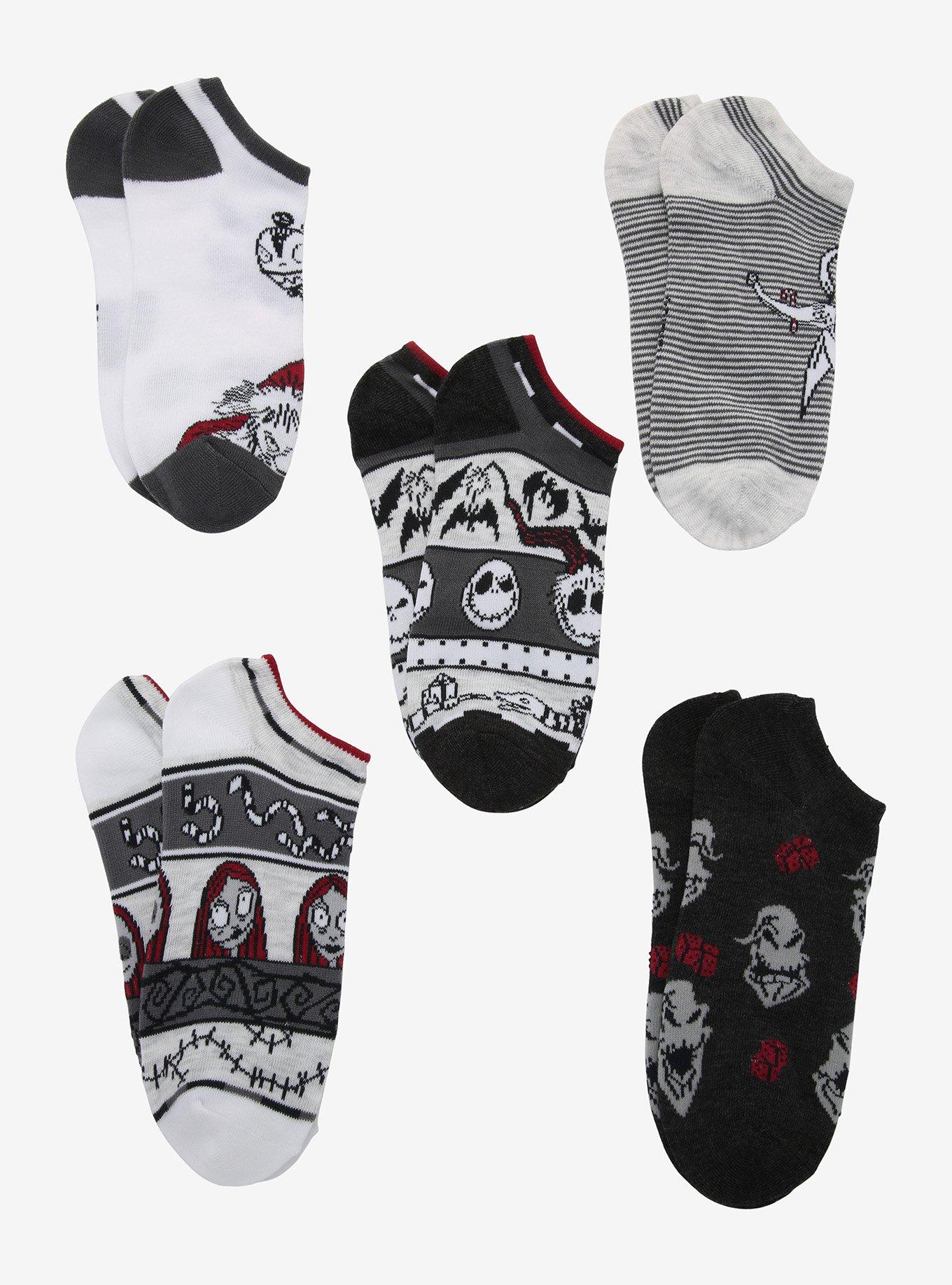 The Nightmare Before Christmas Stripe No-Show Socks 5 Pair, , alternate