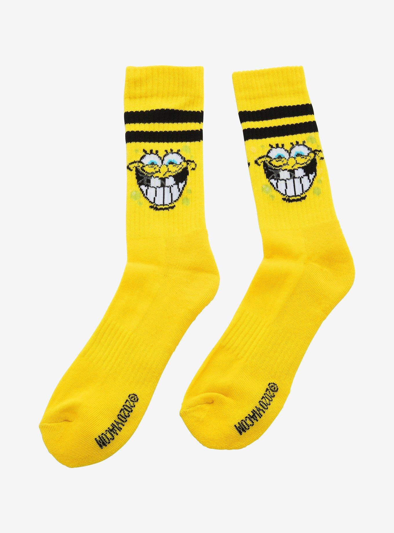 Hot Topic SpongeBob SquarePants Face Glow-In-The-Dark Crew Socks