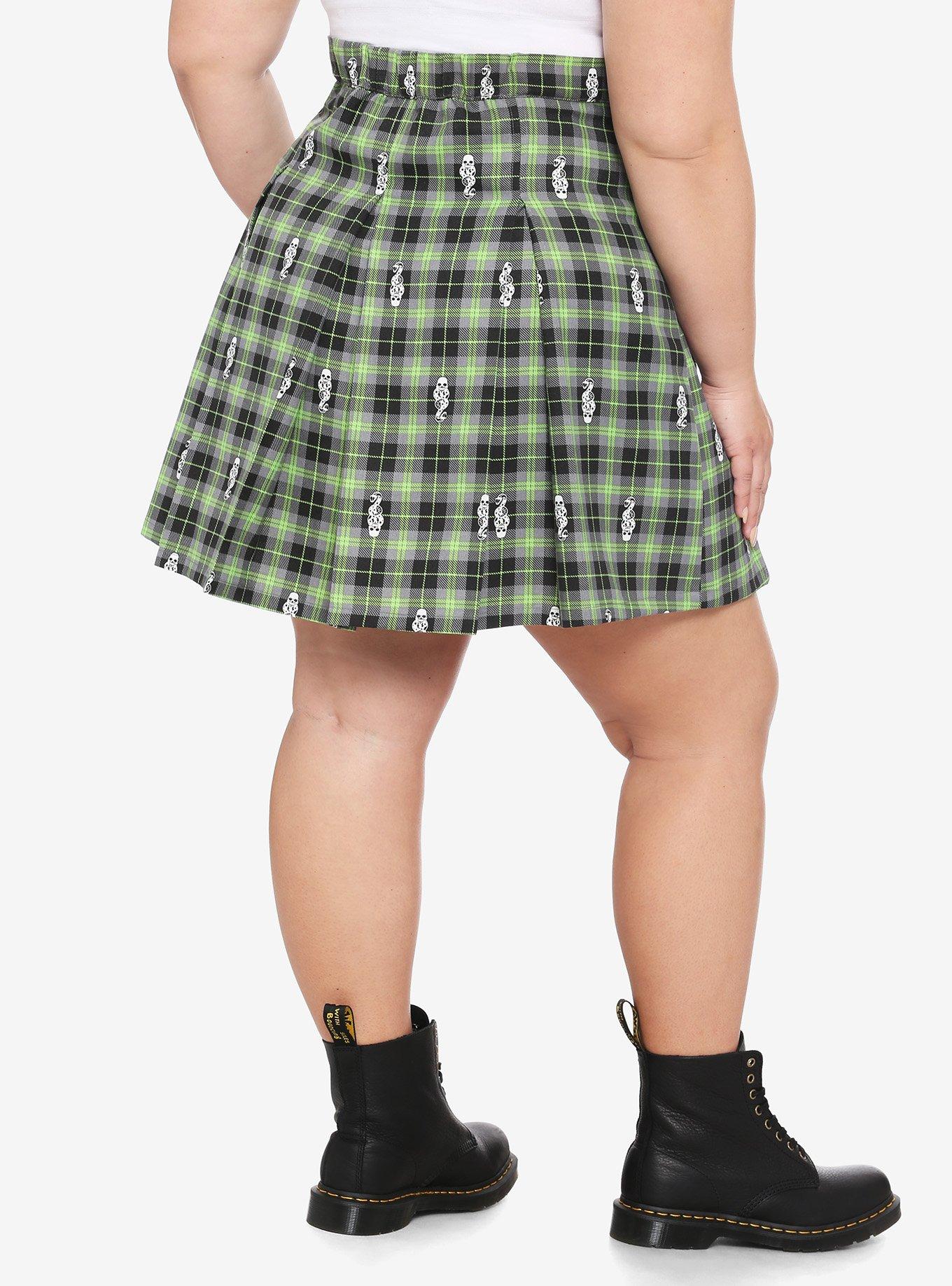 Harry Potter Dark Mark Plaid Skirt Plus Size, BLACK, alternate