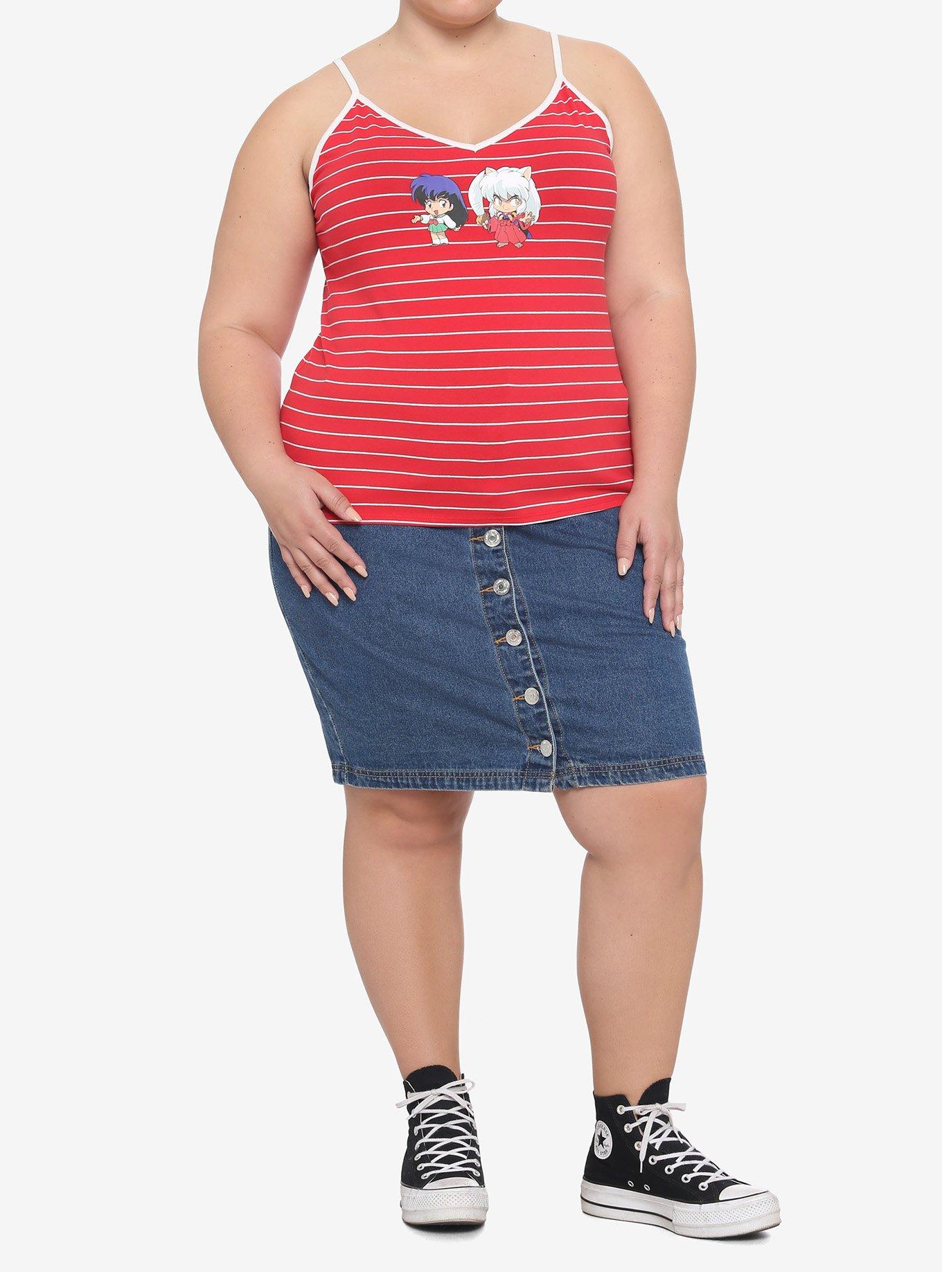 InuYasha Chibi Kagome & InuYasha Stripe Girls Strappy Tank Top Plus Size, MULTI, alternate