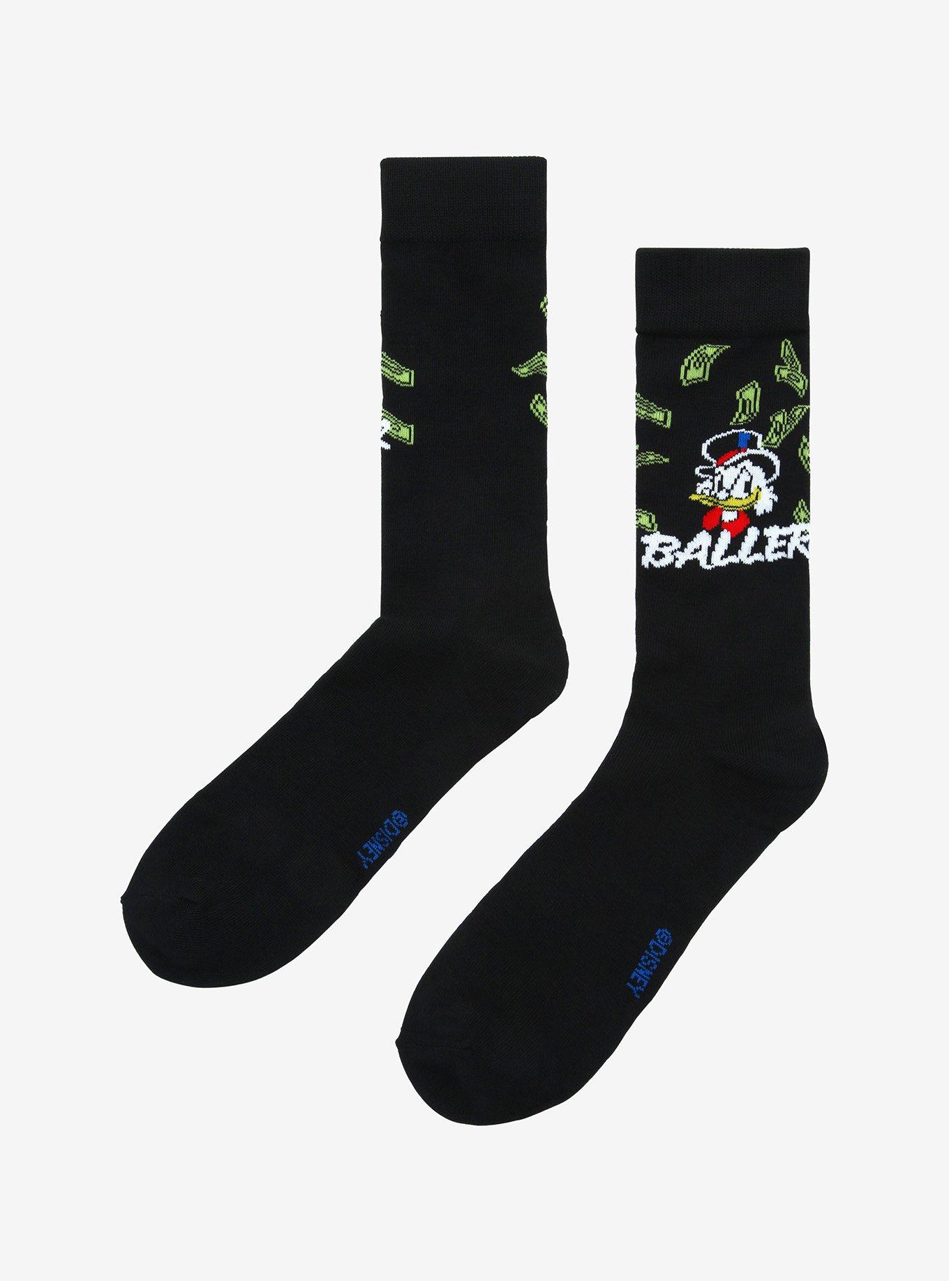 Disney DuckTales Scrooge McDuck Baller Crew Socks, , alternate