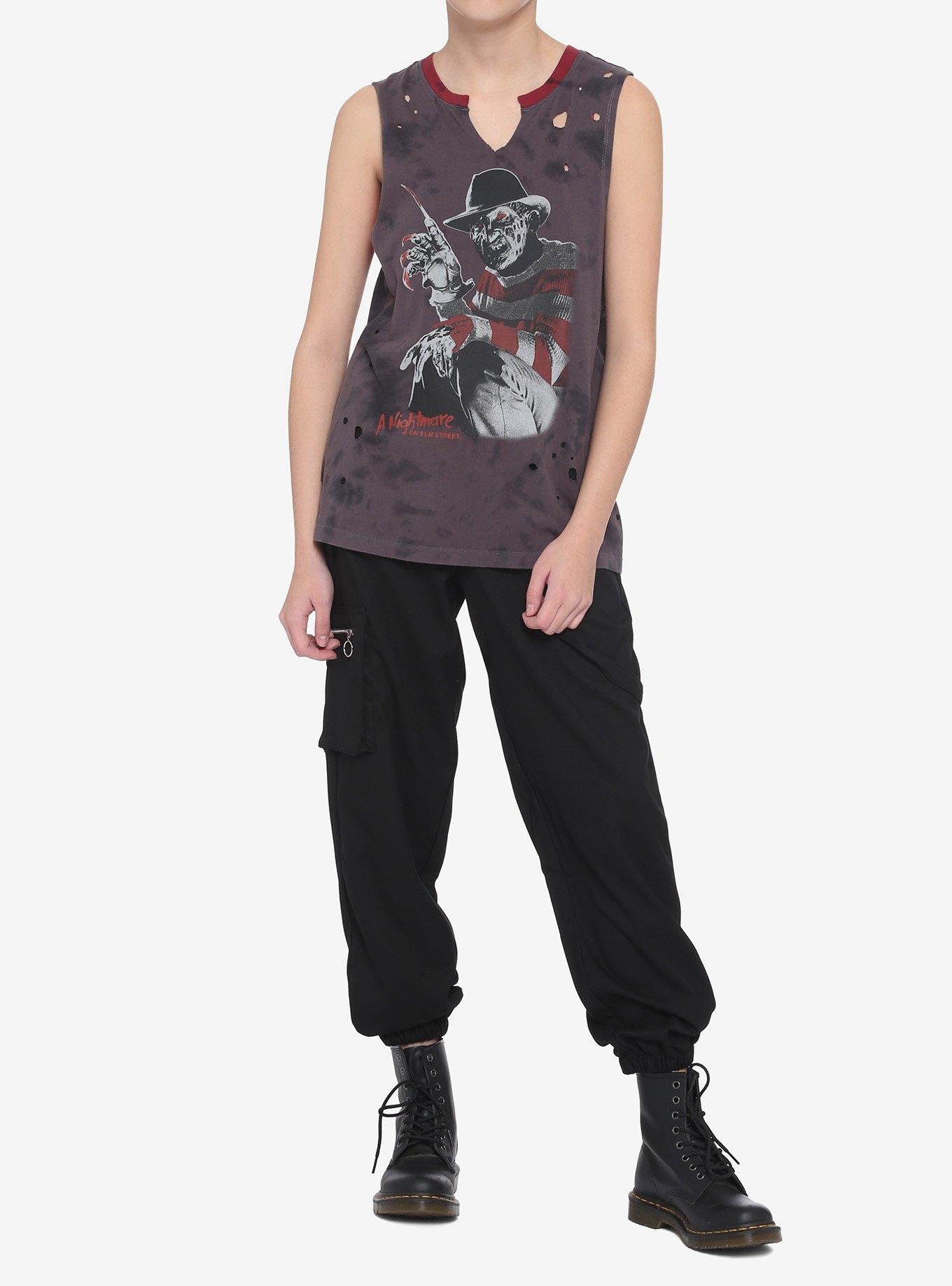 A Nightmare On Elm Street Destructed Tie-Dye Girls Muscle Top, MULTI, alternate