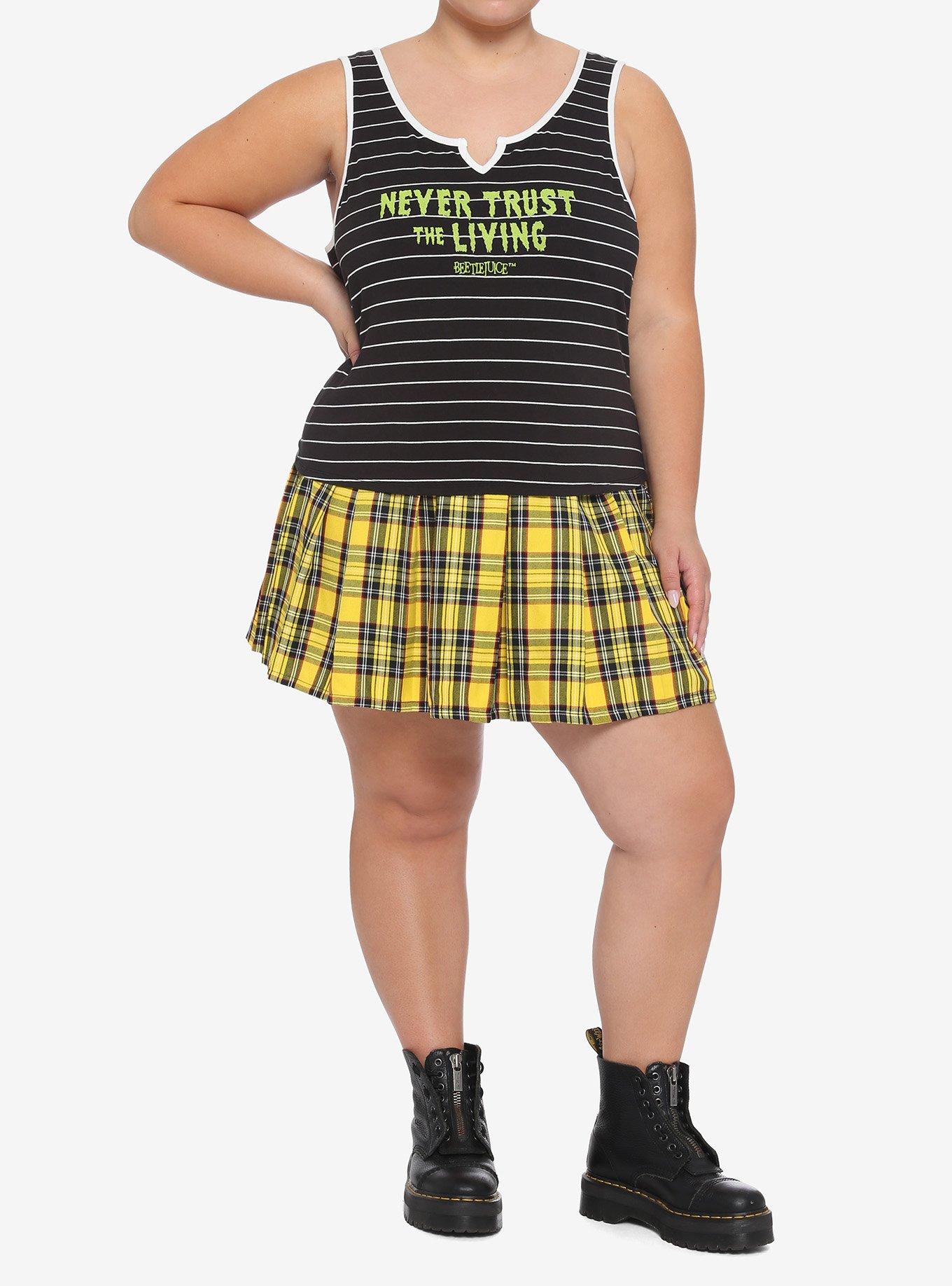 Beetlejuice Never Trust The Living Stripe Girls Tank Top Plus Size, MULTI, alternate