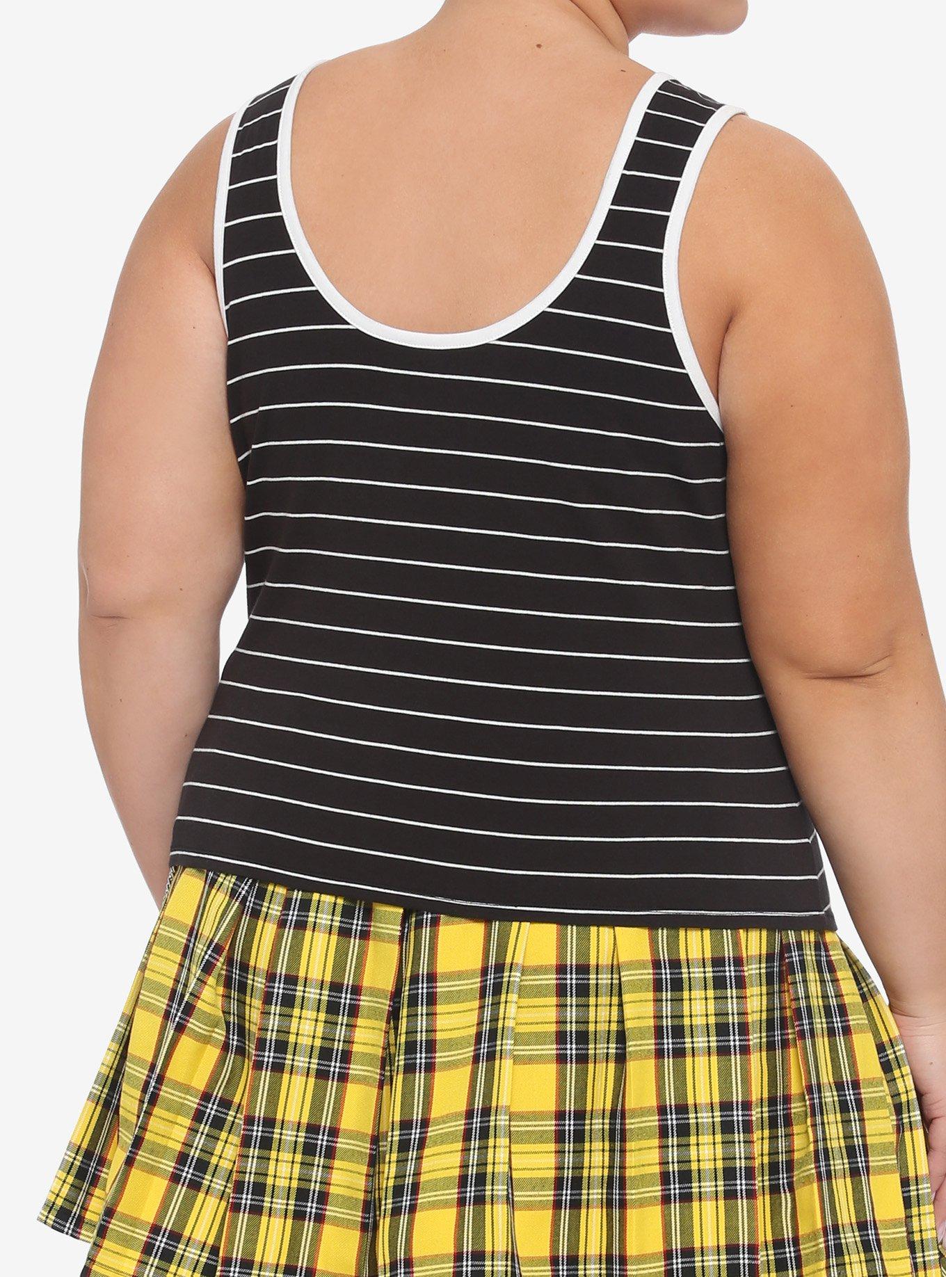 Beetlejuice Never Trust The Living Stripe Girls Tank Top Plus Size, MULTI, alternate