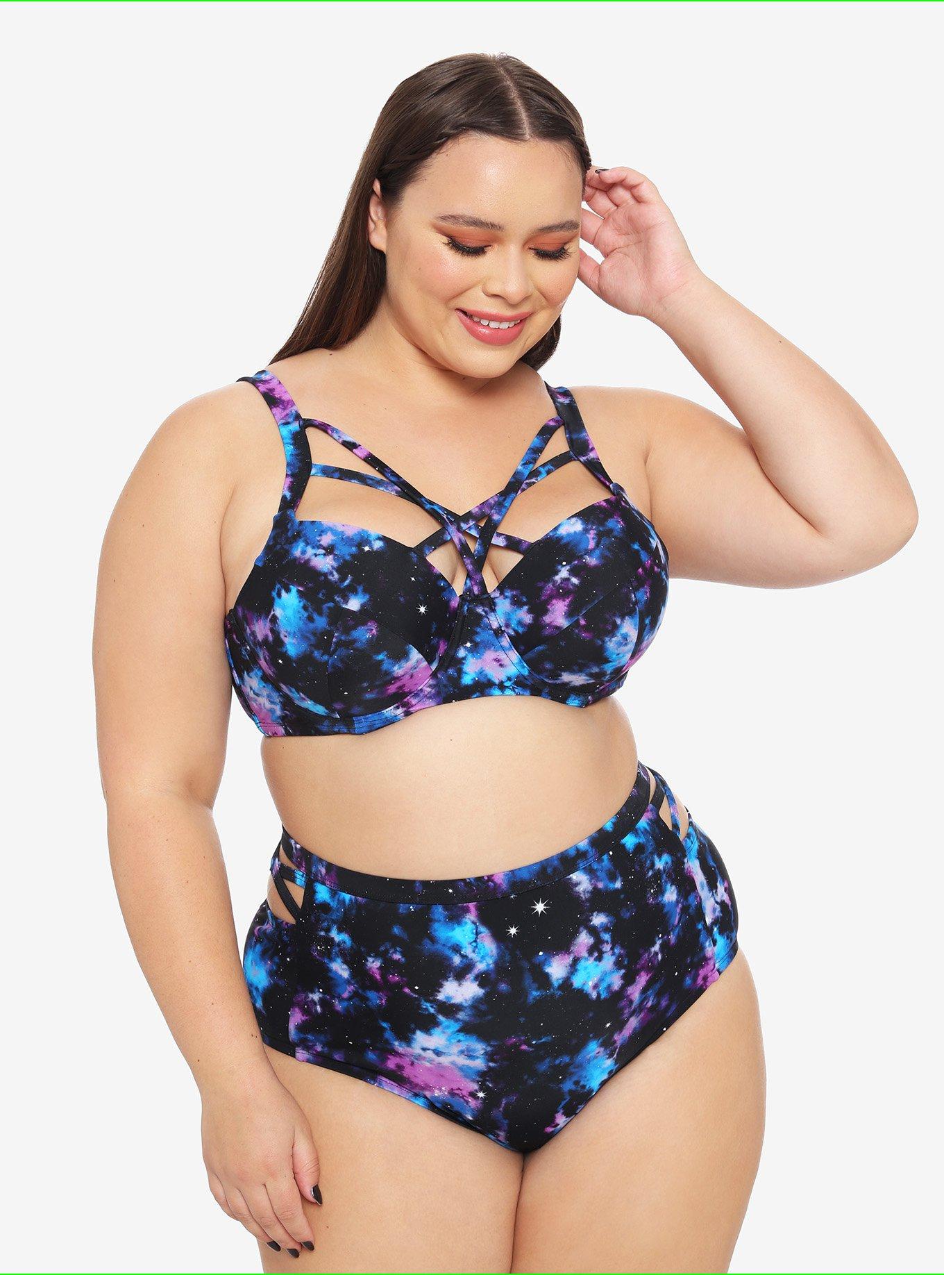 Galaxy Strappy Swim Top Plus Size, MULTI, alternate