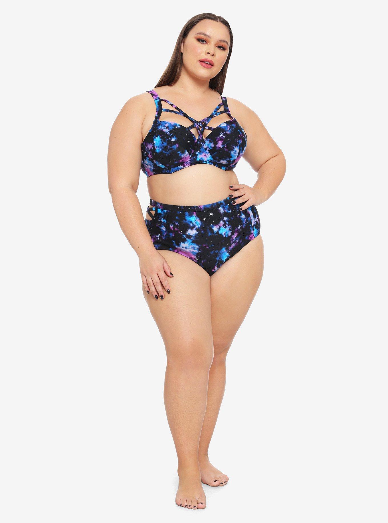 Galaxy Strappy Swim Top Plus Size, MULTI, alternate