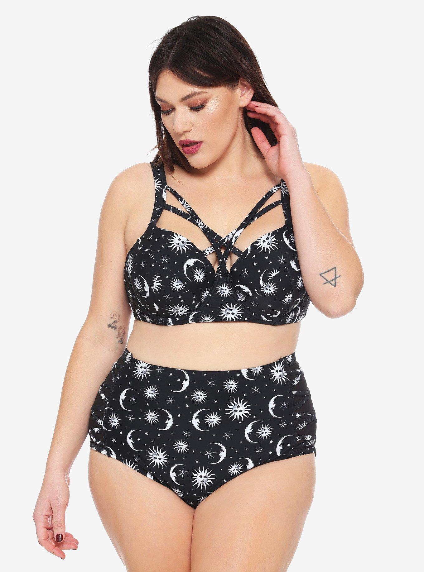 Celestial Crisscross Swim Top Plus Size, WHITE, alternate