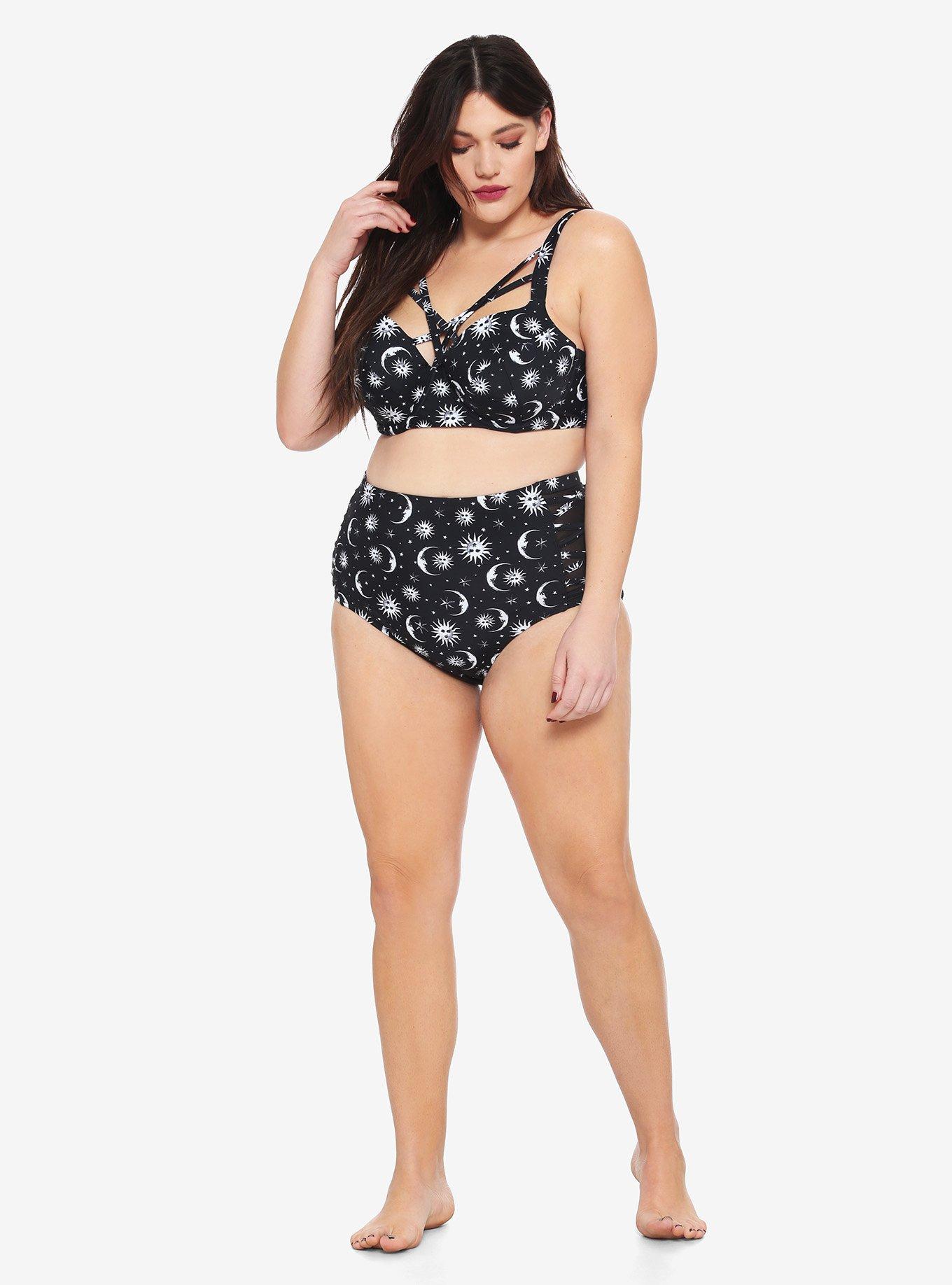 Celestial High-Waisted Swim Bottoms Plus Size, WHITE, alternate