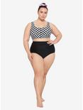 Black Ruched High-Waisted Swim Bottoms Plus Size, WHITE, alternate