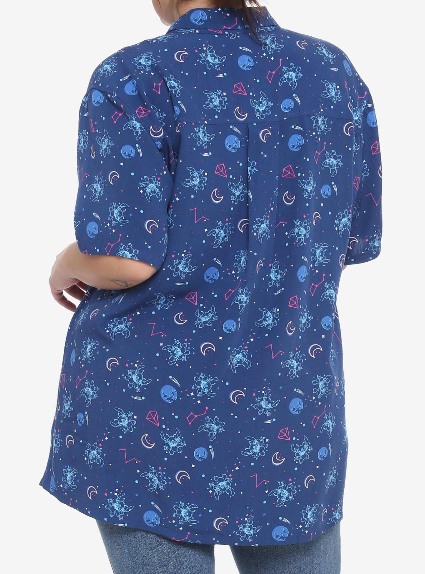 Disney Lilo & Stitch Cosmic Stitch Girls Woven Button-Up Plus Size, MULTI, alternate