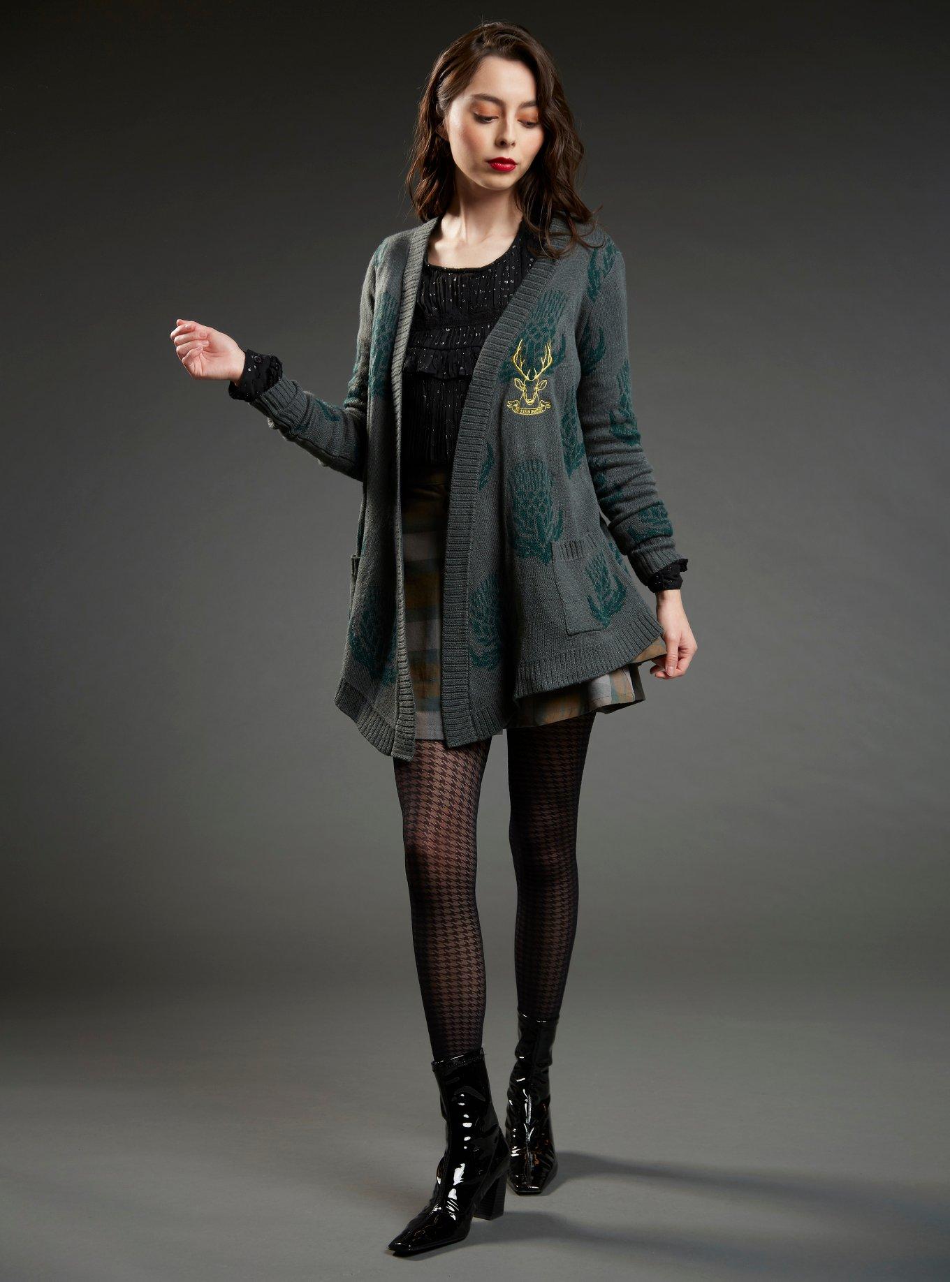 Outlander Thistle Girls Flyaway Cardigan, GREEN, alternate