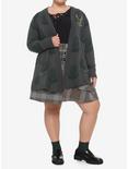 Outlander Thistle Girls Flyaway Cardigan Plus Size, GREEN, alternate