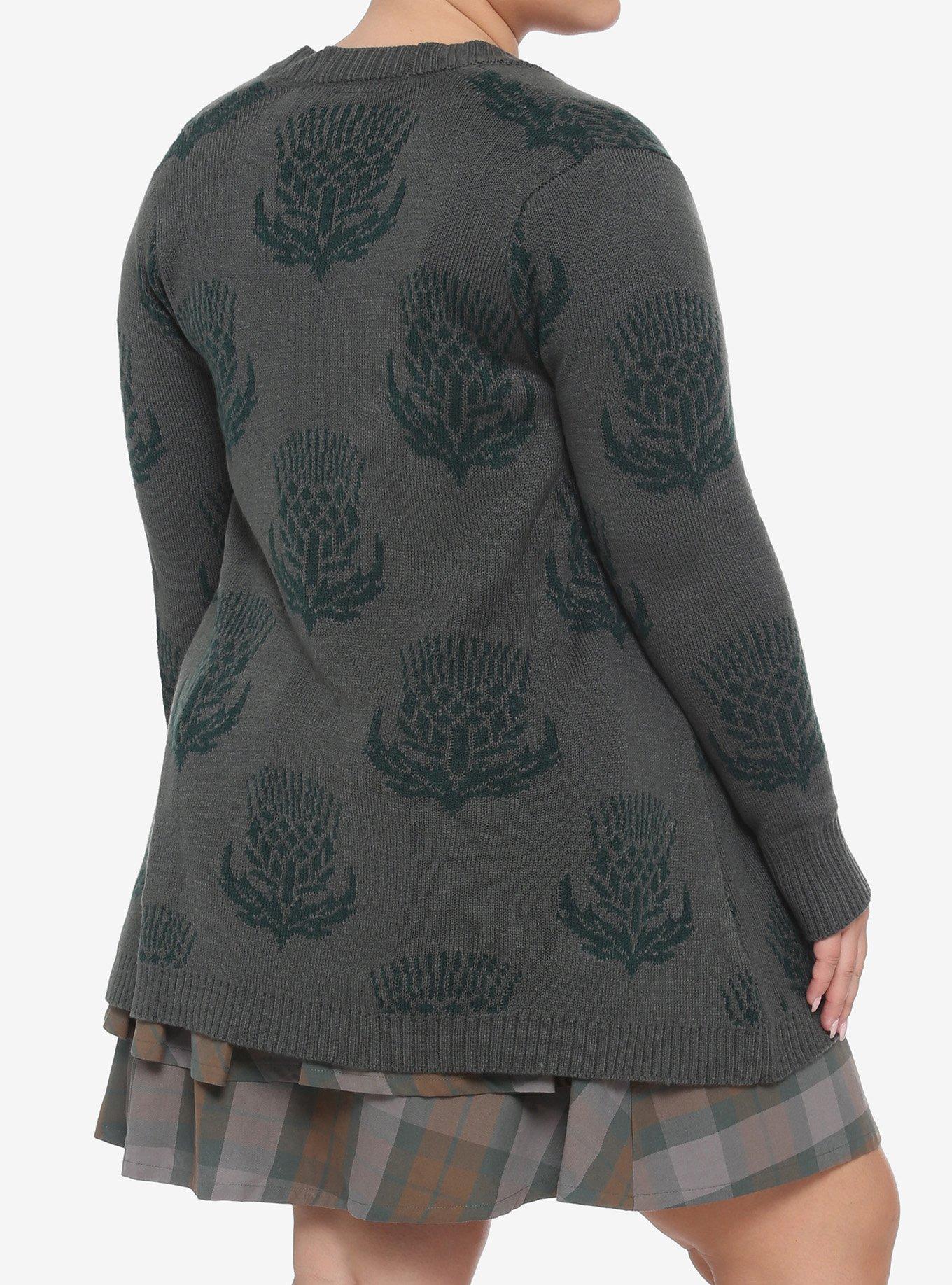 Outlander Thistle Girls Flyaway Cardigan Plus Size, GREEN, alternate