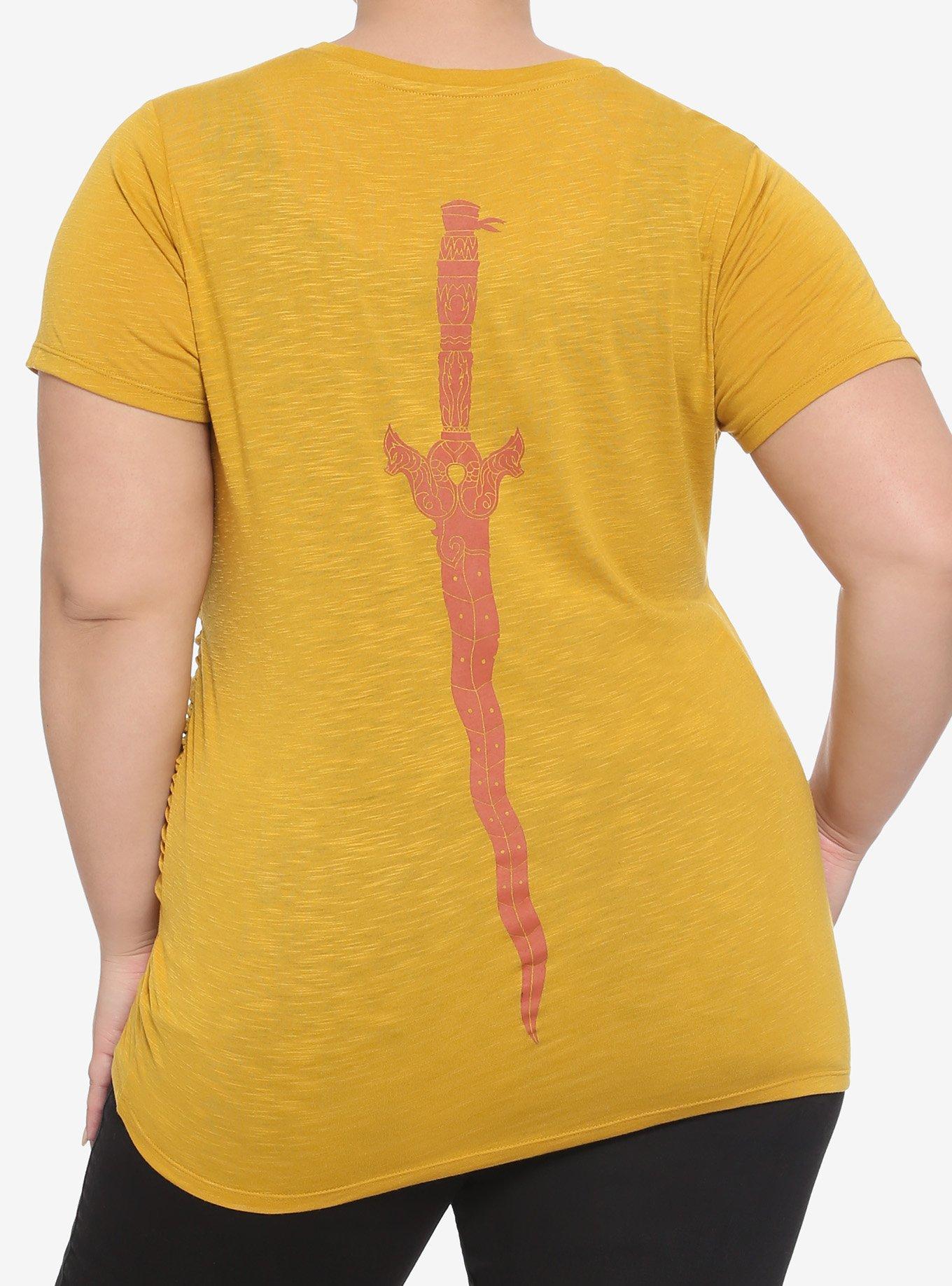 Her Universe Disney Raya And The Last Dragon Raya's Sword Ruched Front Girls Top Plus Size, RED, alternate