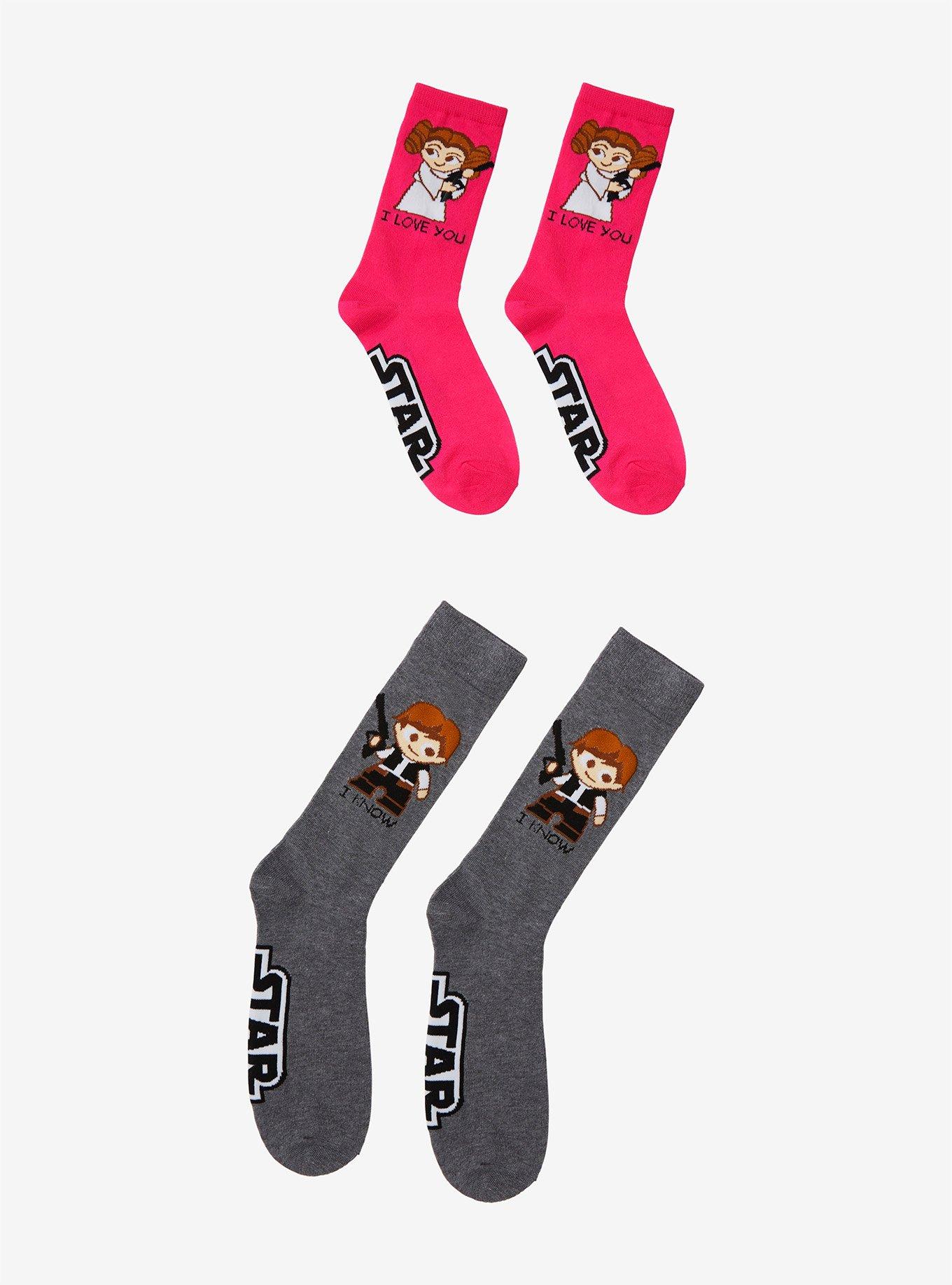 Star Wars Han & Leia I Love You Couples Crew Socks, , alternate