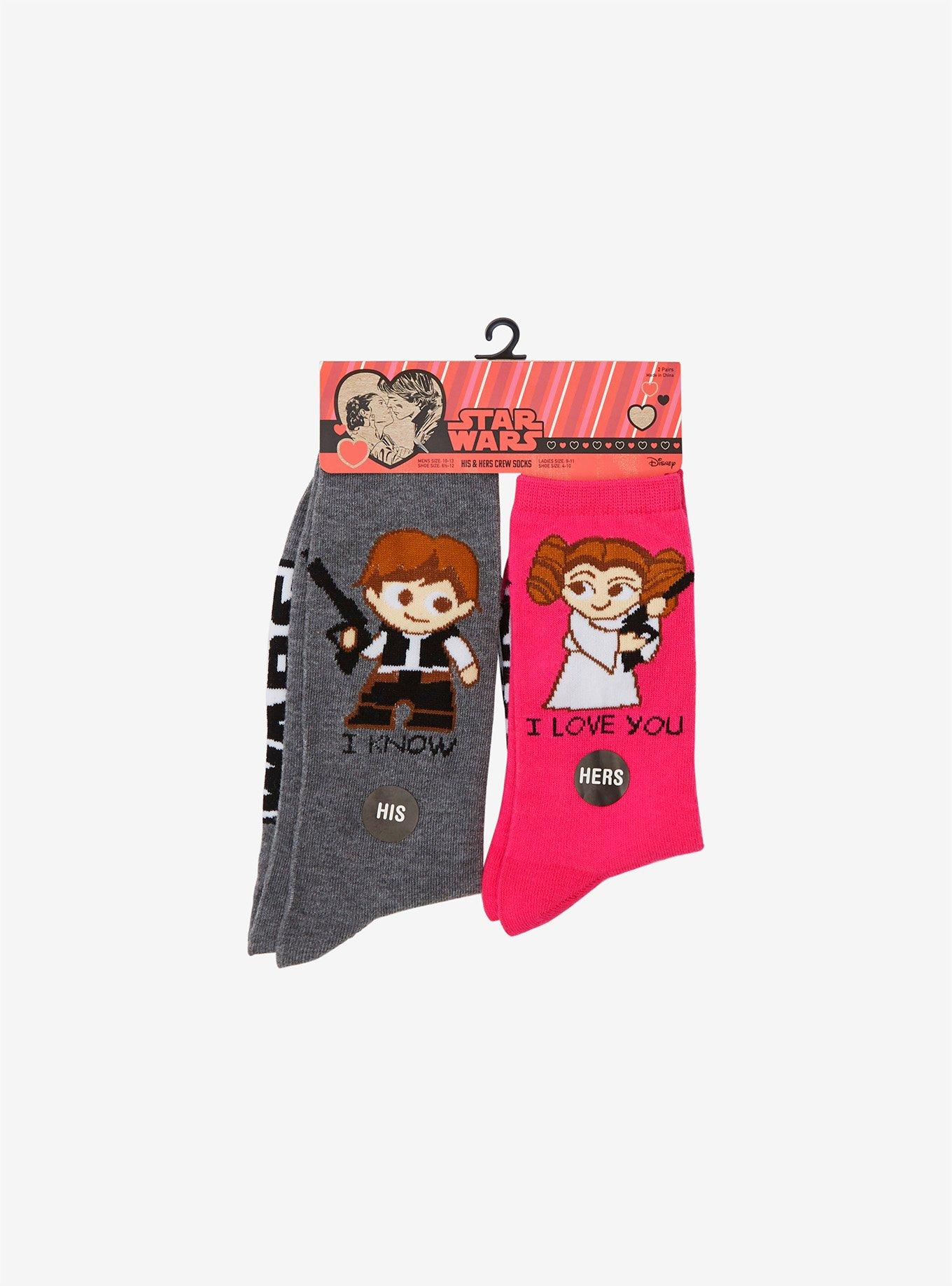 Star Wars Han & Leia I Love You Couples Crew Socks, , alternate