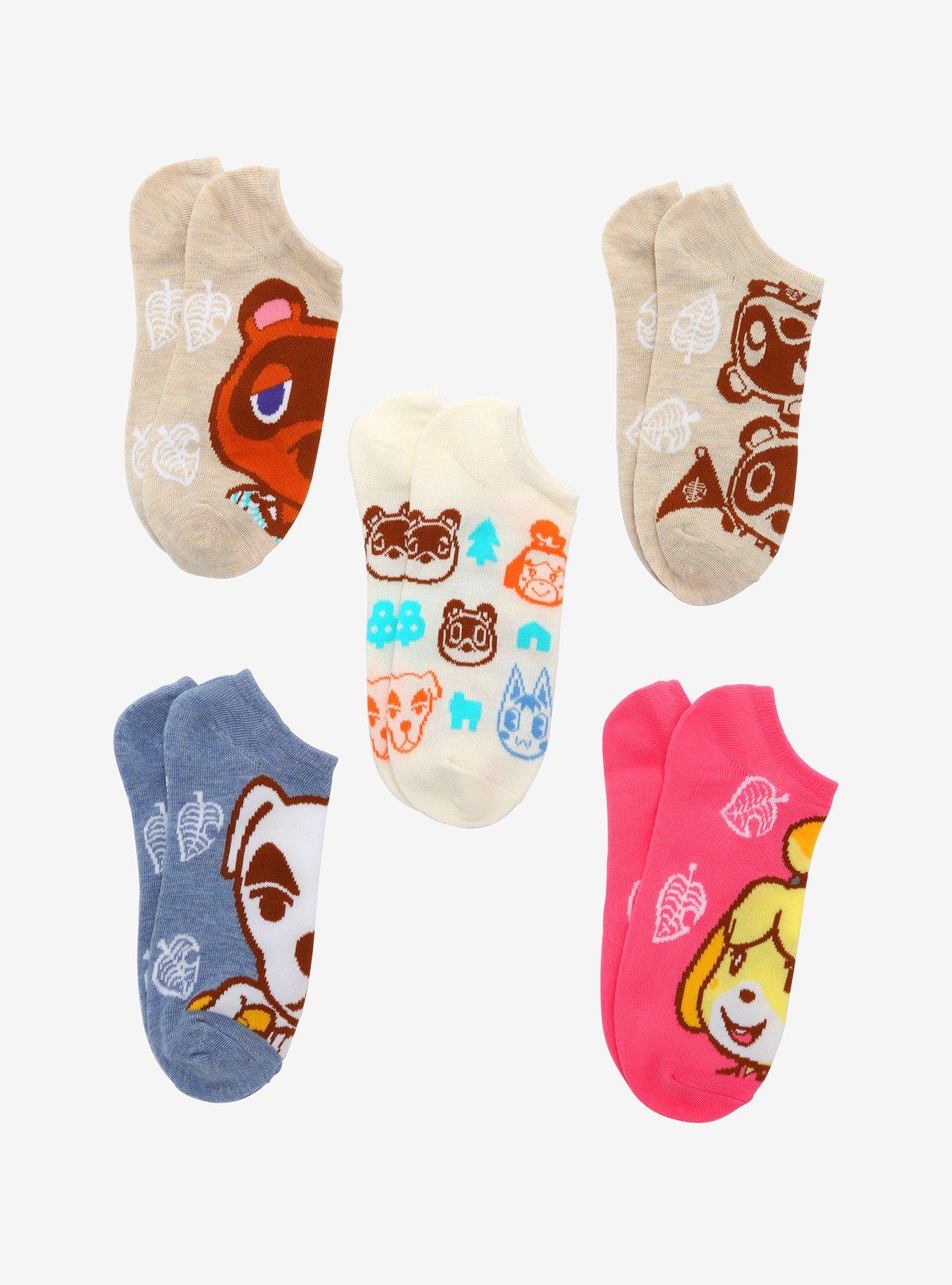 Animal Crossing Character No-Show Socks 5 Pair, , alternate