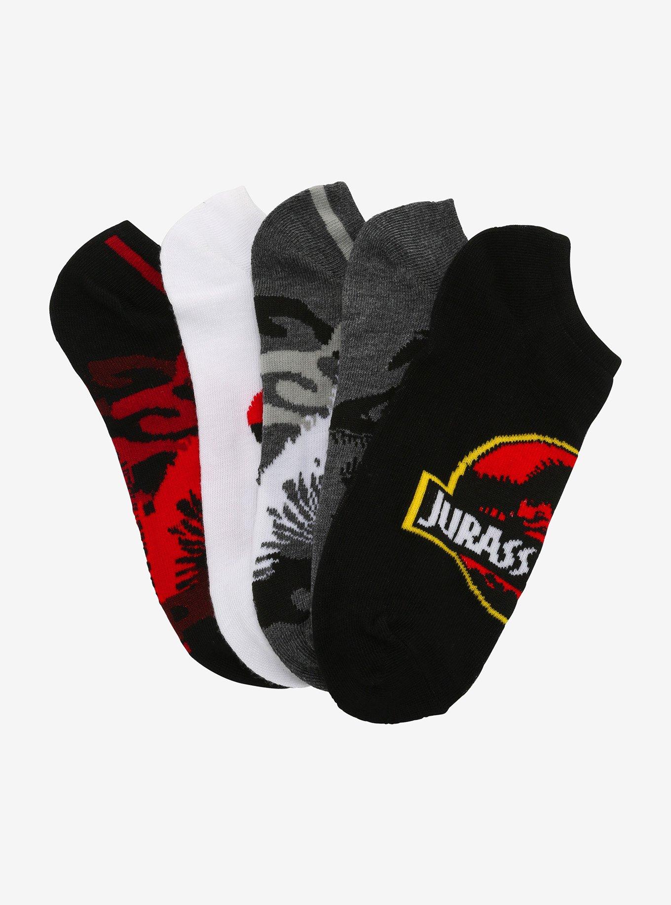 Jurassic Park Skeleton No-Show Socks 5 Pair, , alternate