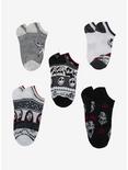 The Nightmare Before Christmas Maroon & Black No-Show Socks 5 Pair, , alternate