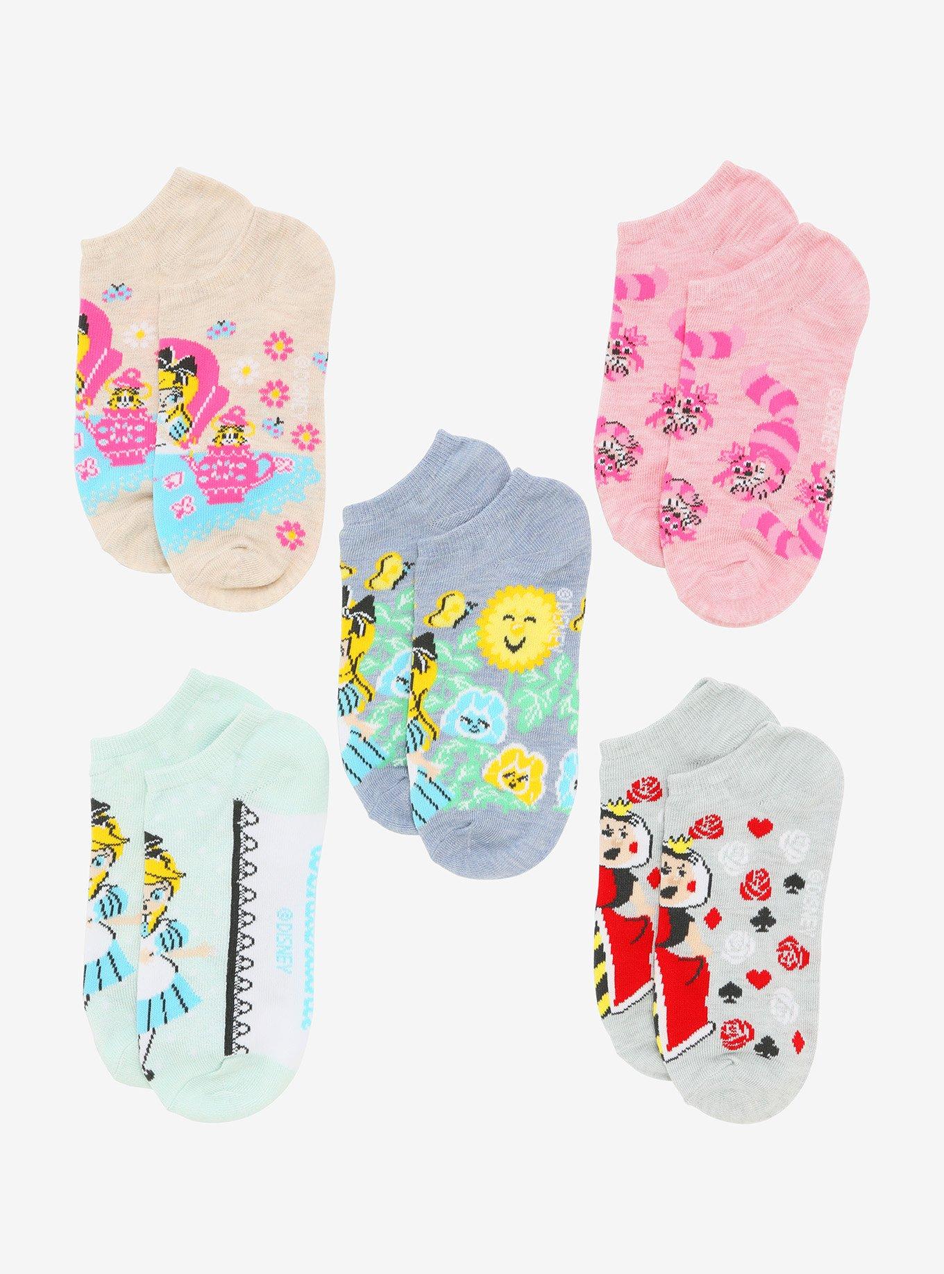 Disney Alice In Wonderland No-Show Socks 5 Pair, , alternate