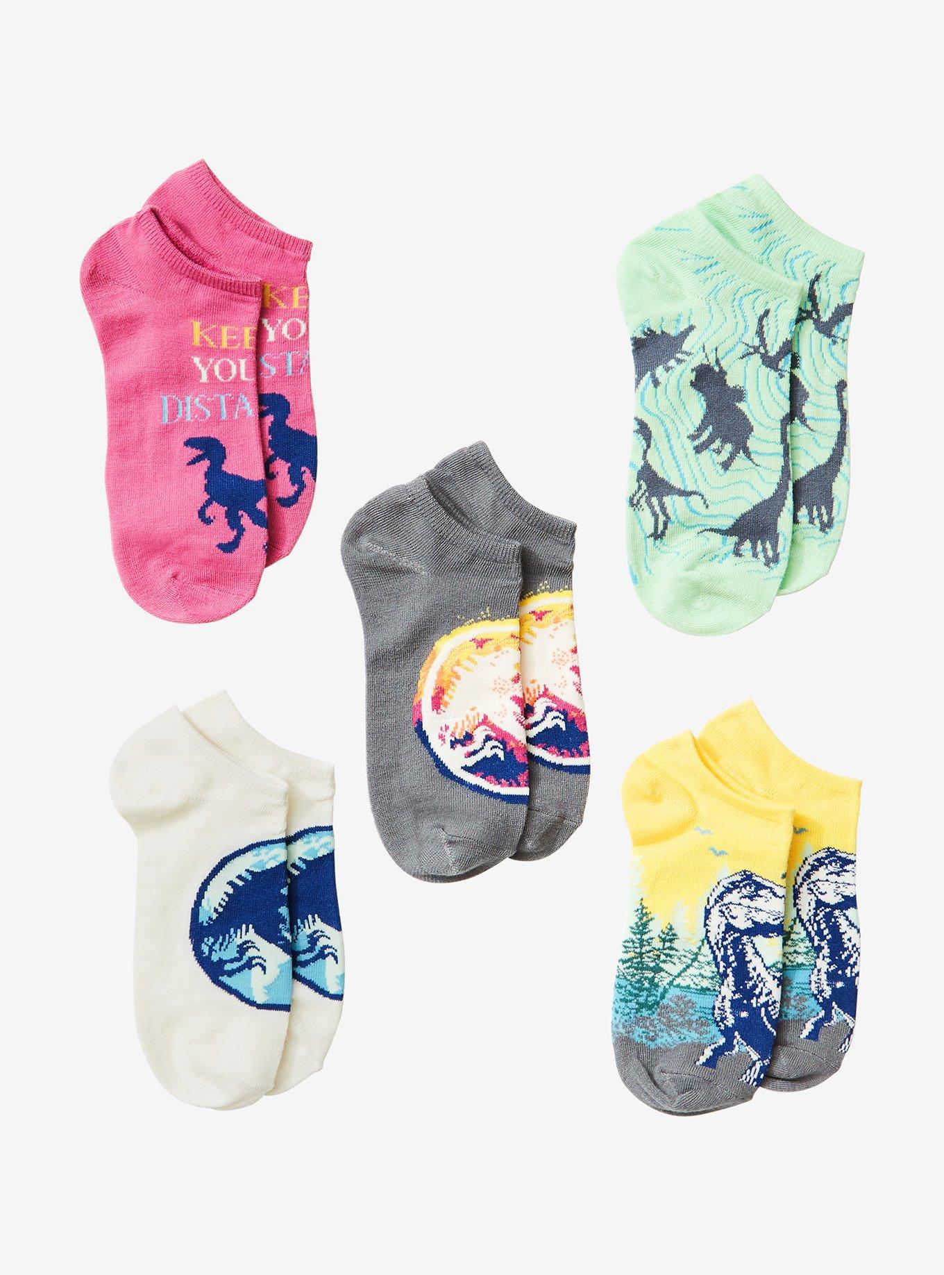 Jurassic World Dinosaurs No-Show Socks 5 Pair, , alternate