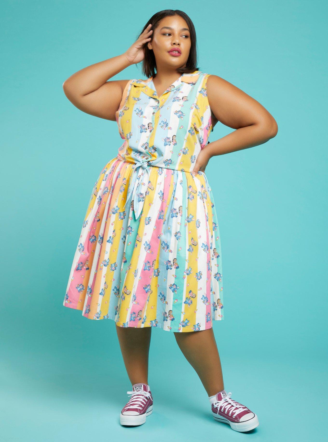 Her Universe Disney Lilo & Stitch Ice Cream Stripe Tie-Front Woven Tank Top Plus Size, MULTI, alternate