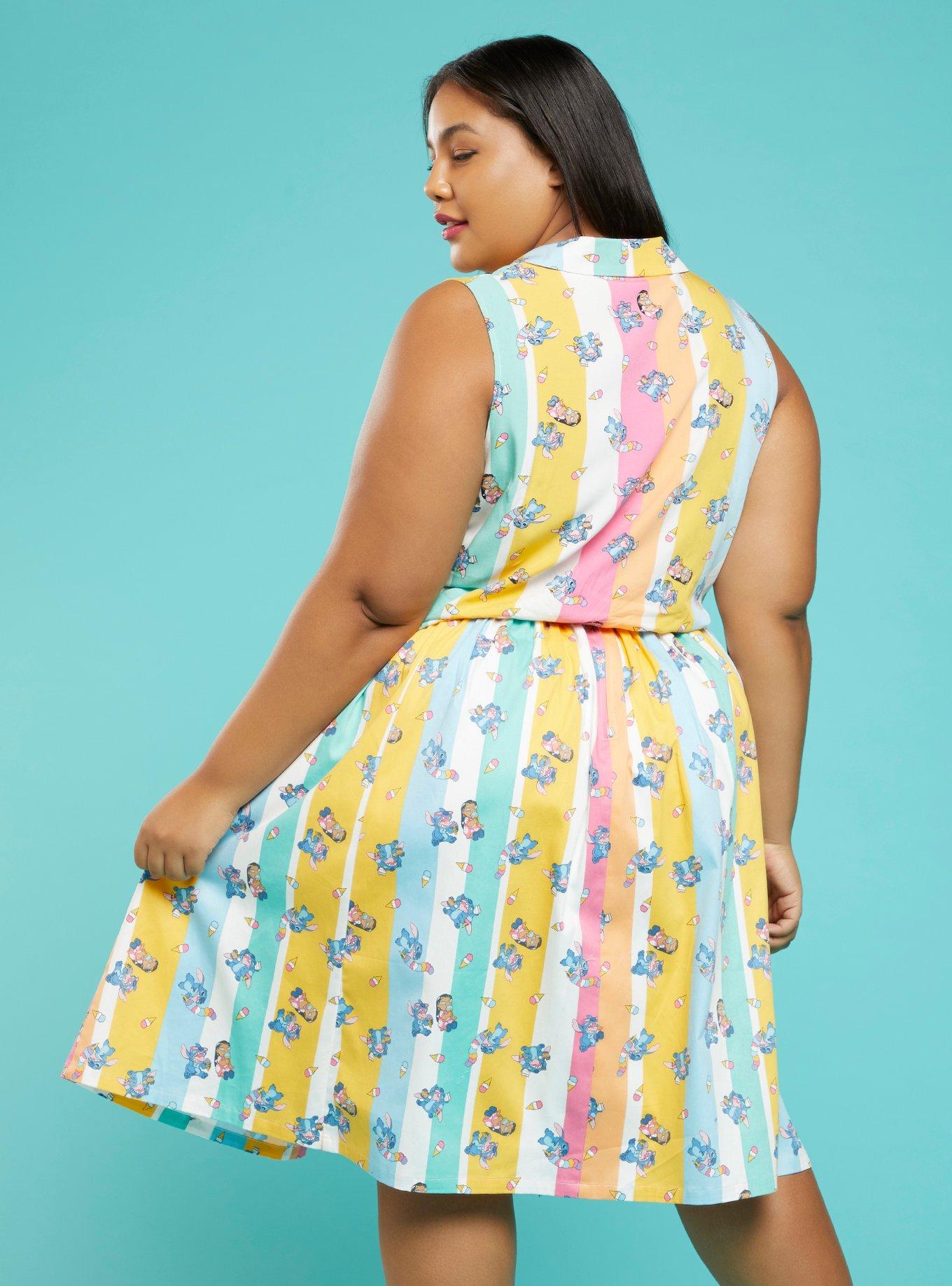 Her Universe Disney Lilo & Stitch Ice Cream Stripe Tie-Front Woven Tank Top Plus Size, MULTI, alternate