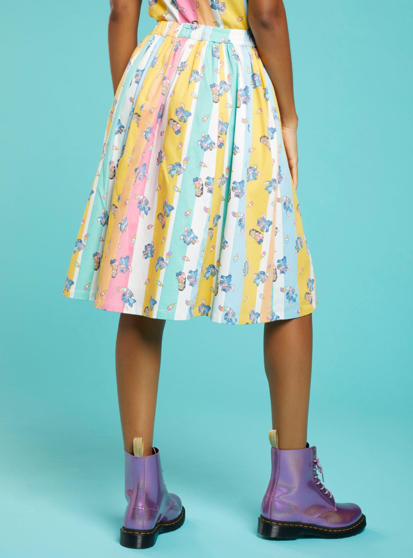 Her Universe Disney Lilo & Stitch Ice Cream Stripe Retro Skirt, MULTI, alternate