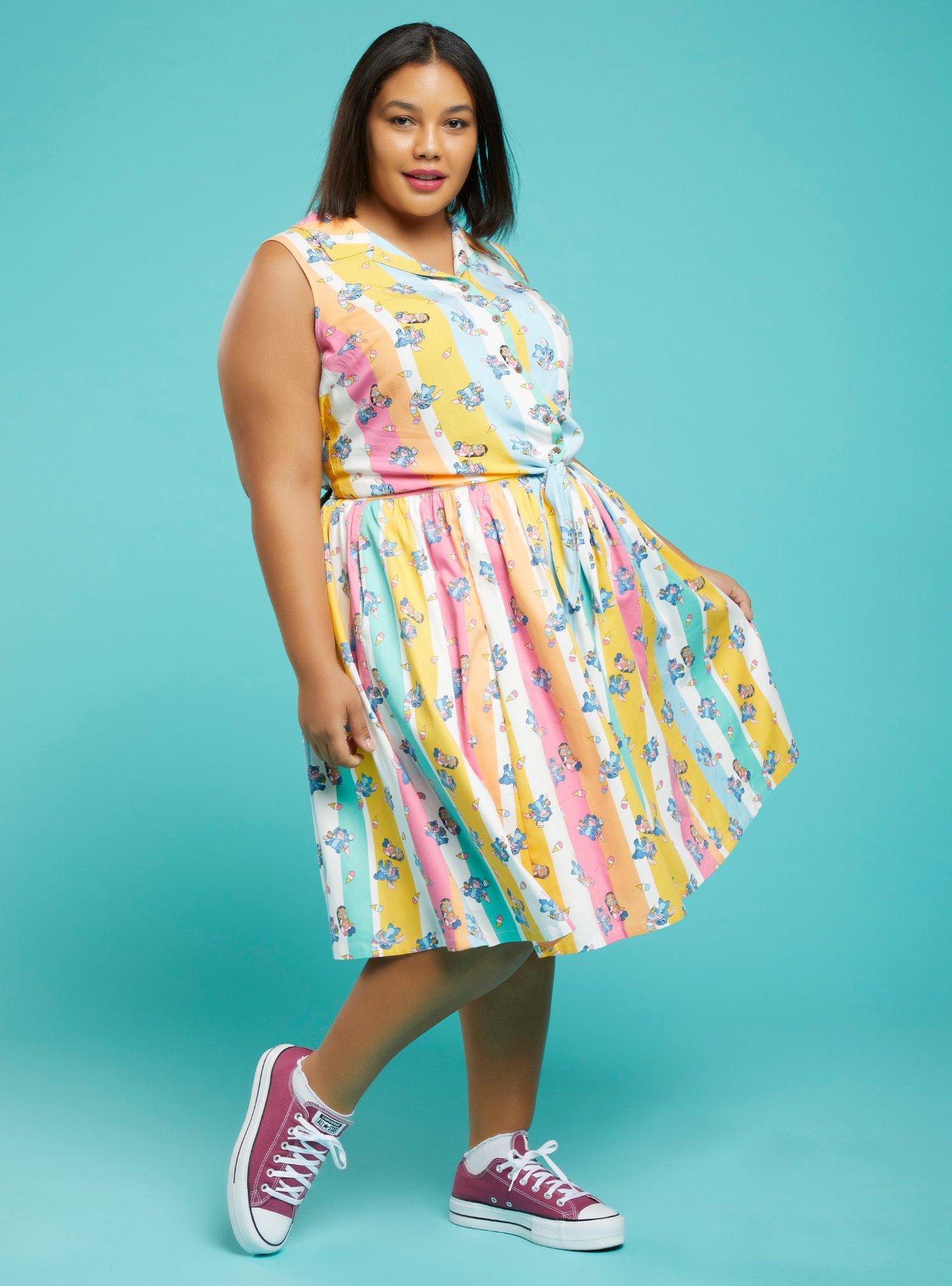 Her Universe Disney Lilo & Stitch Ice Cream Stripe Retro Skirt Plus Size, MULTI, alternate