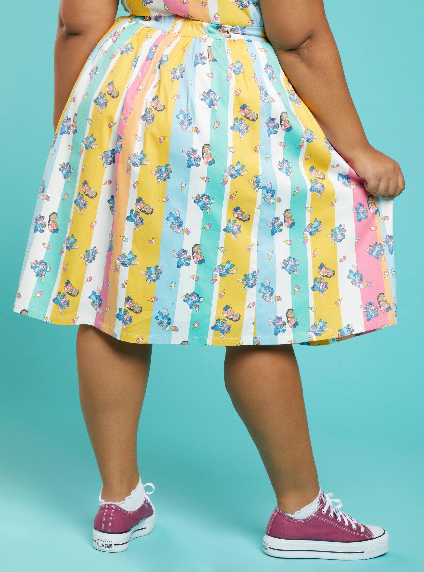 Her Universe Disney Lilo & Stitch Ice Cream Stripe Retro Skirt Plus Size, MULTI, alternate