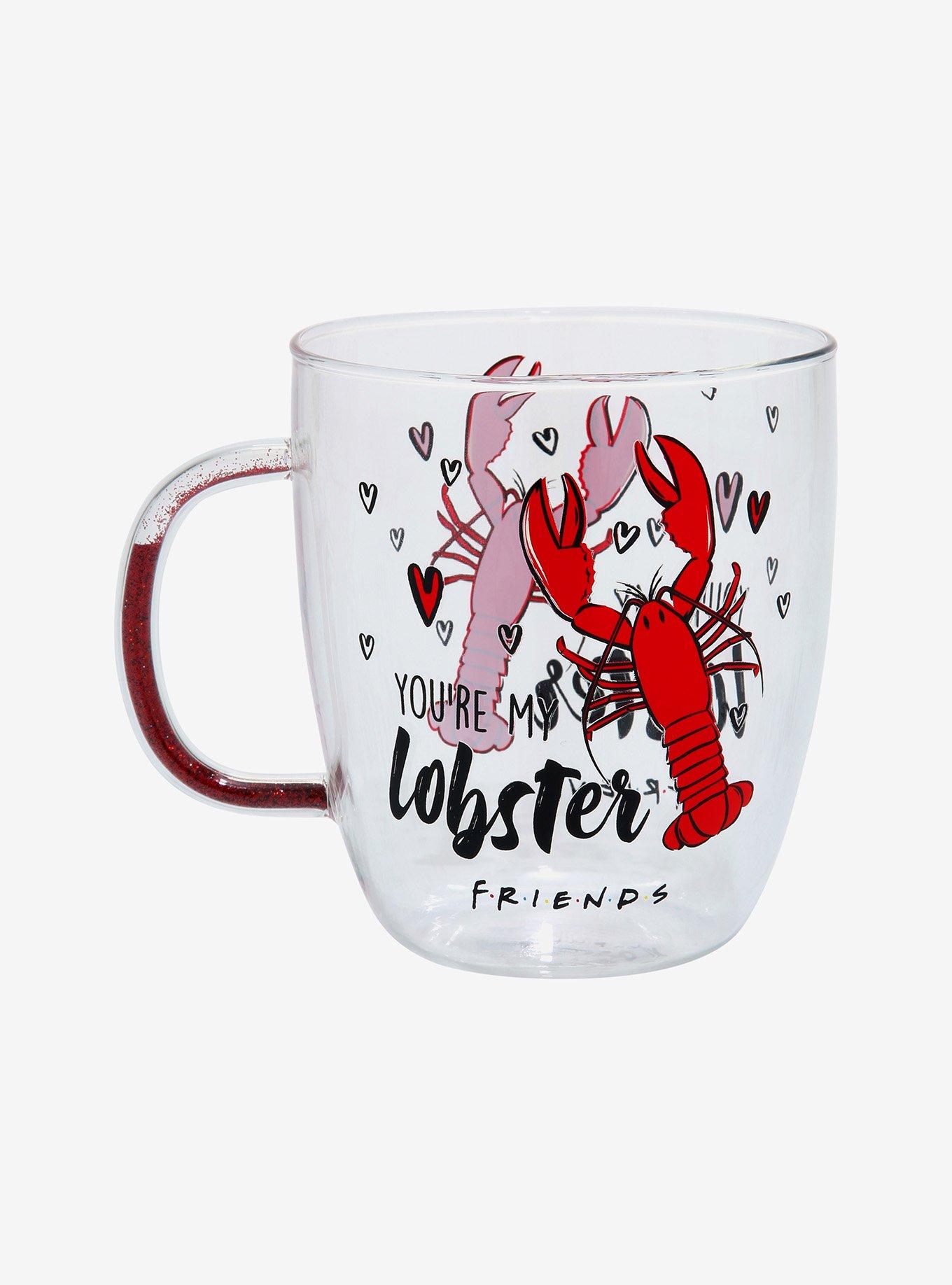 Friends Lobster Glitter Handle Glass Mug, , alternate