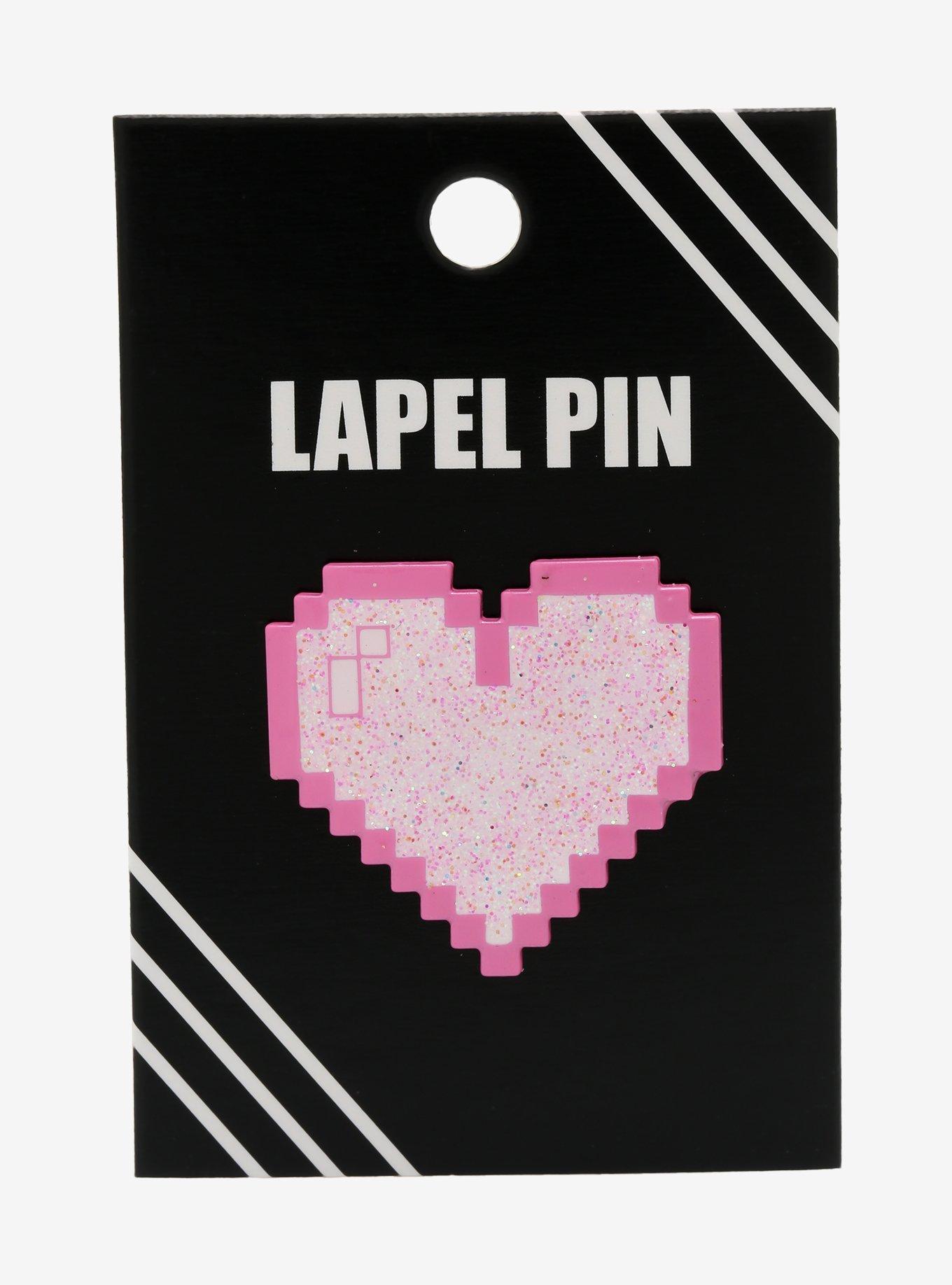 Pink Pixel Heart Enamel Pin, , alternate