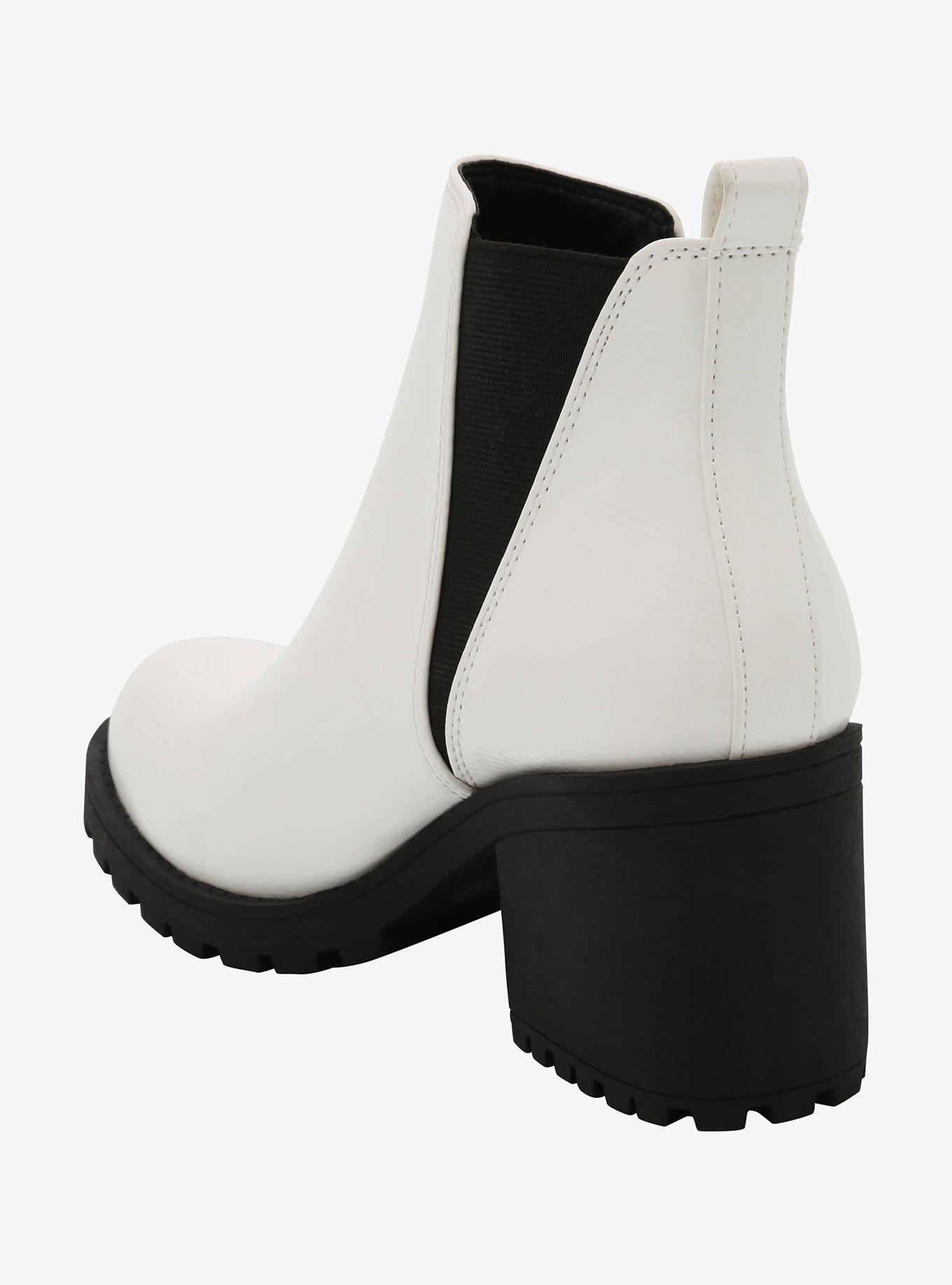 White Patent Slip-On Heeled Ankle Boots, MULTI, alternate