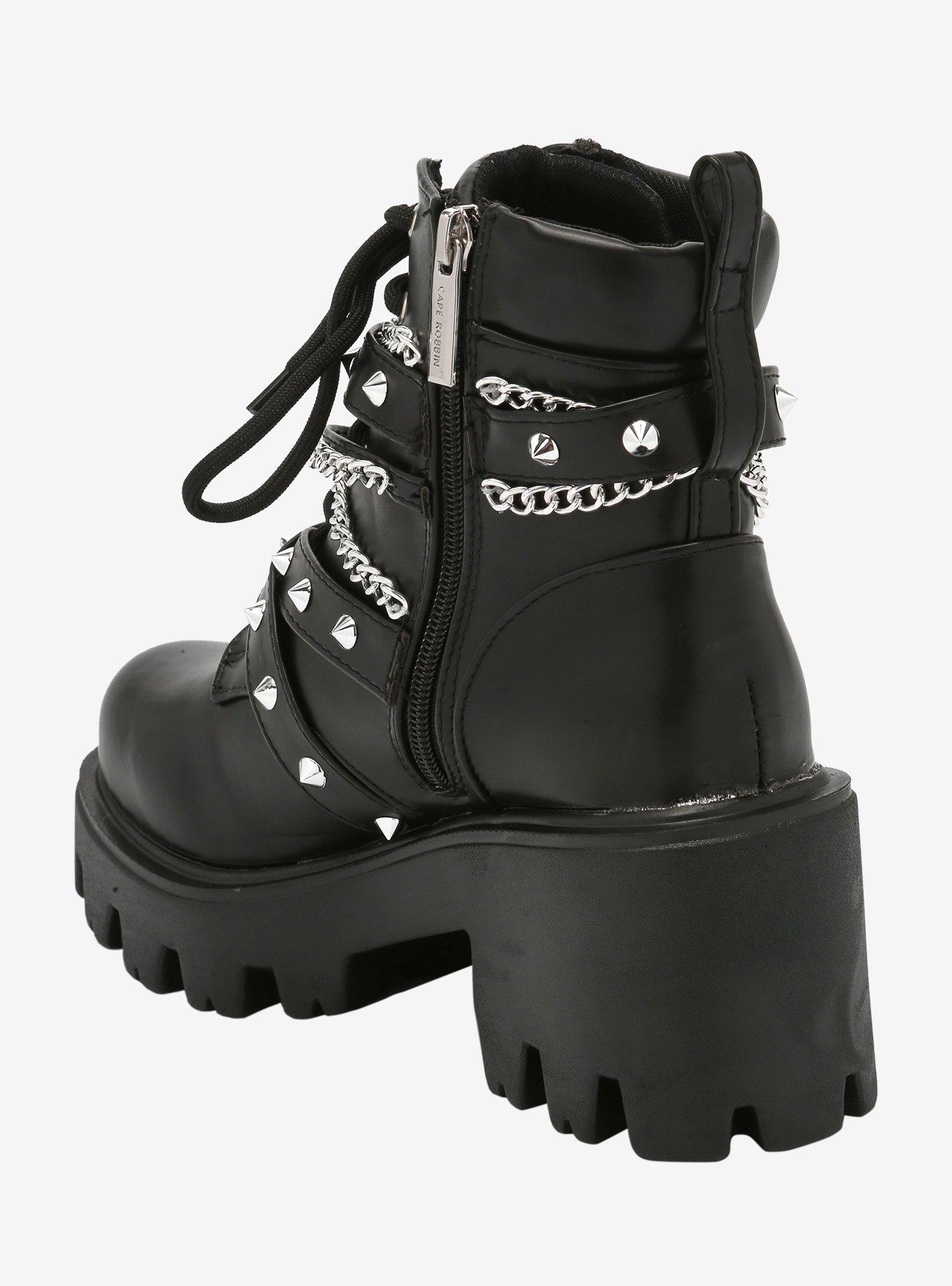 Stud Strap & Chain Chunky Boots, MULTI, alternate