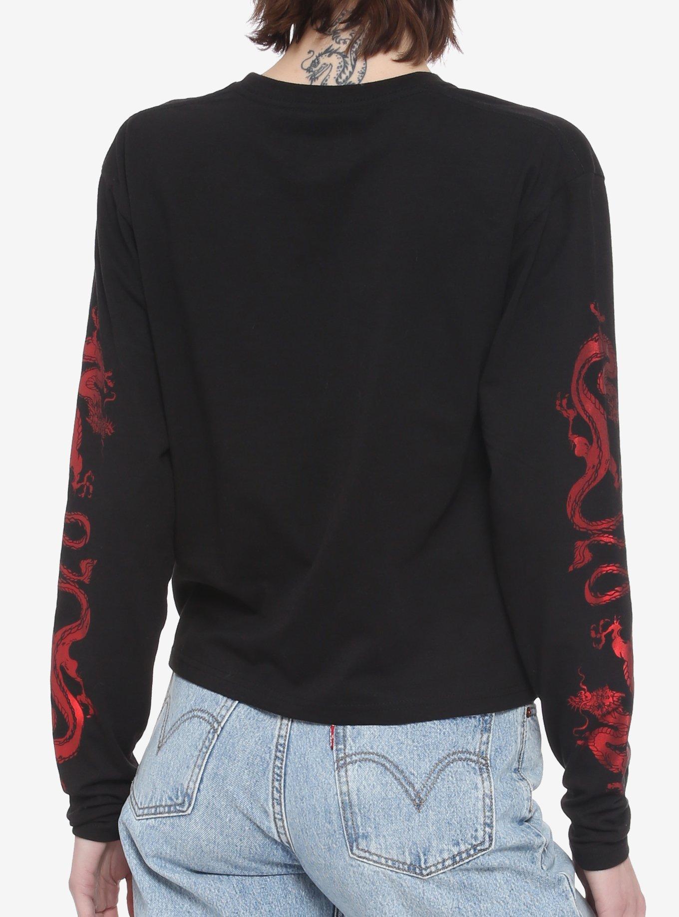 Dragon Sleeve Girls Long-Sleeve T-Shirt, BLACK, alternate