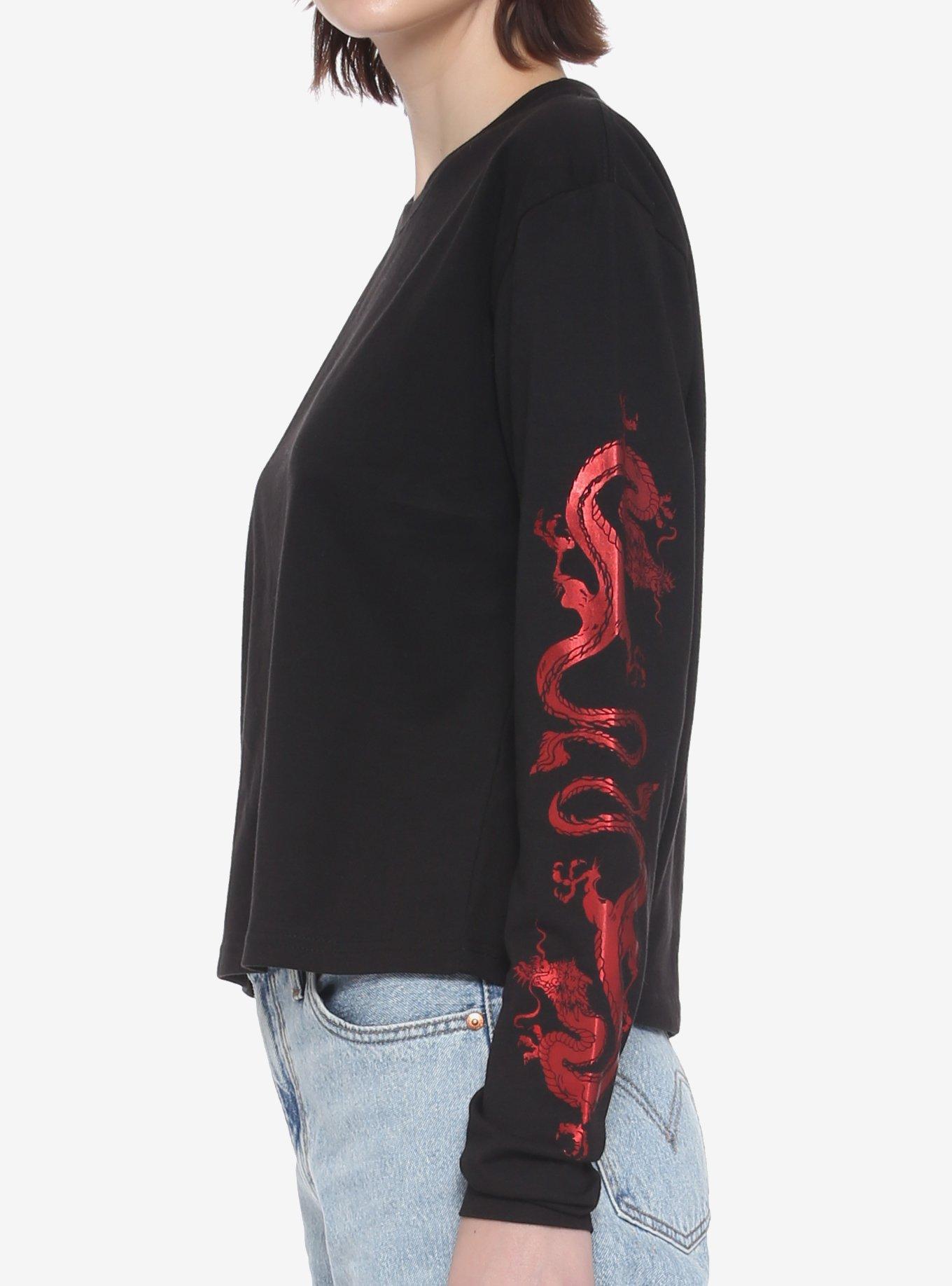 Dragon Sleeve Girls Long-Sleeve T-Shirt, BLACK, alternate