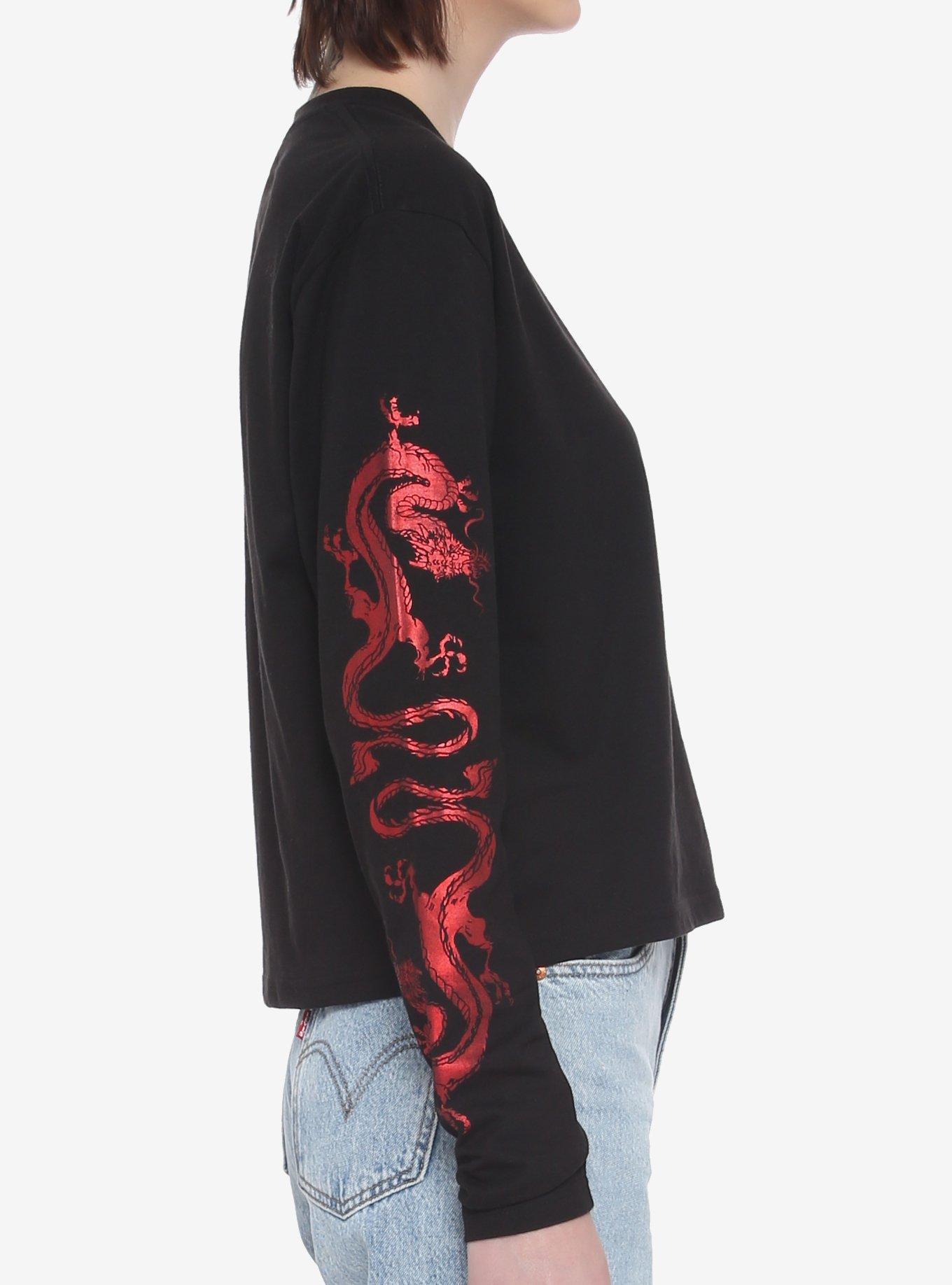 Dragon Sleeve Girls Long-Sleeve T-Shirt, BLACK, alternate
