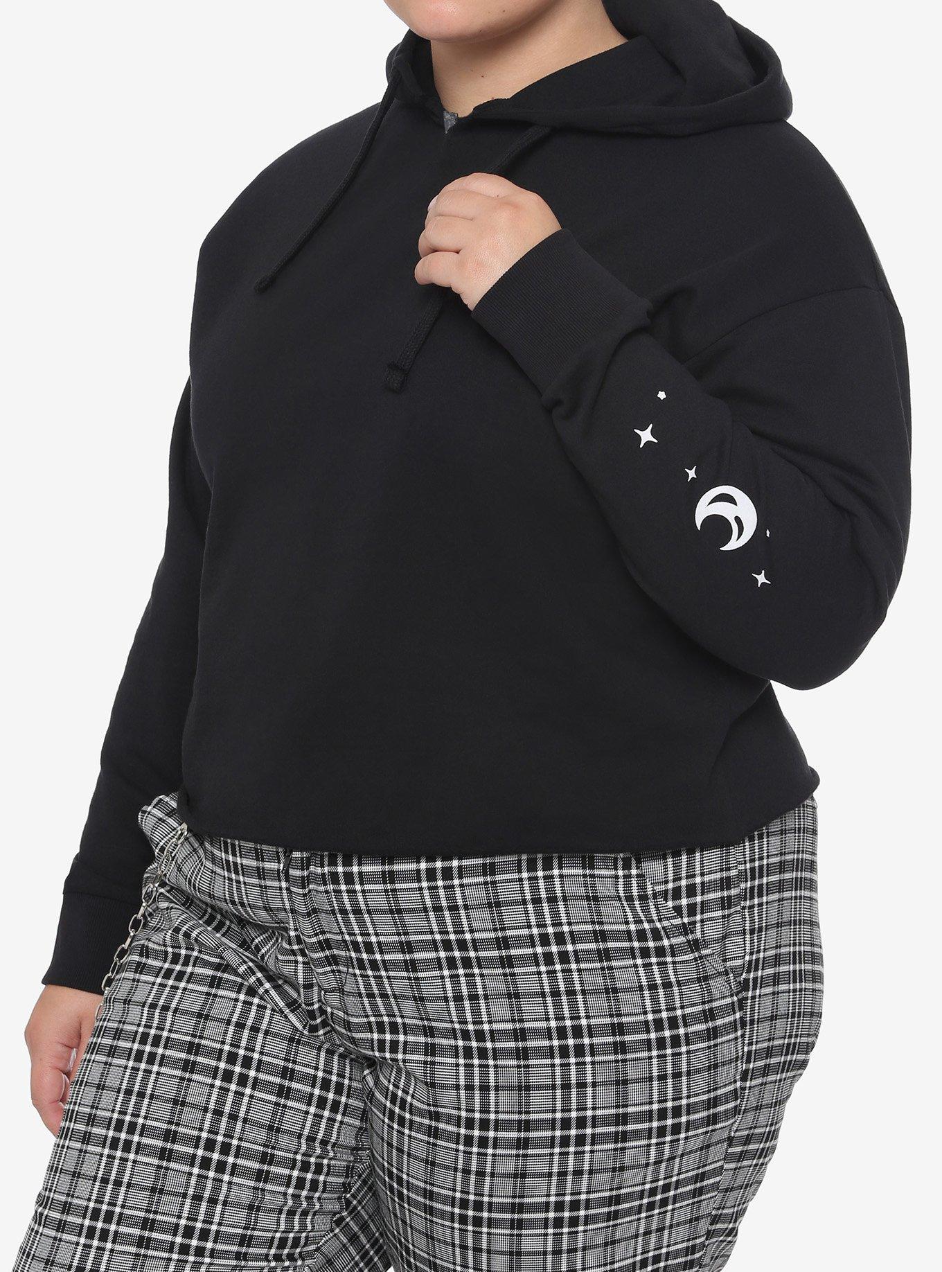 Purple Rose Coffin Girls Crop Hoodie Plus Hoodie, BLACK, alternate