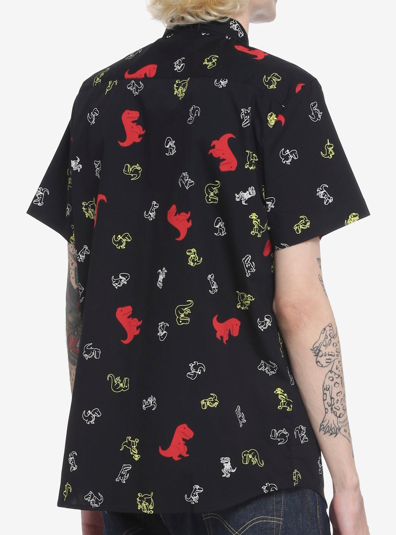 Big Red & Friends T-Rex Woven Button-Up, BLACK, alternate