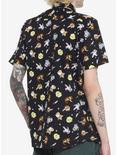 Cute Animals With Knives & Stars Woven Button-Up, BLACK, alternate