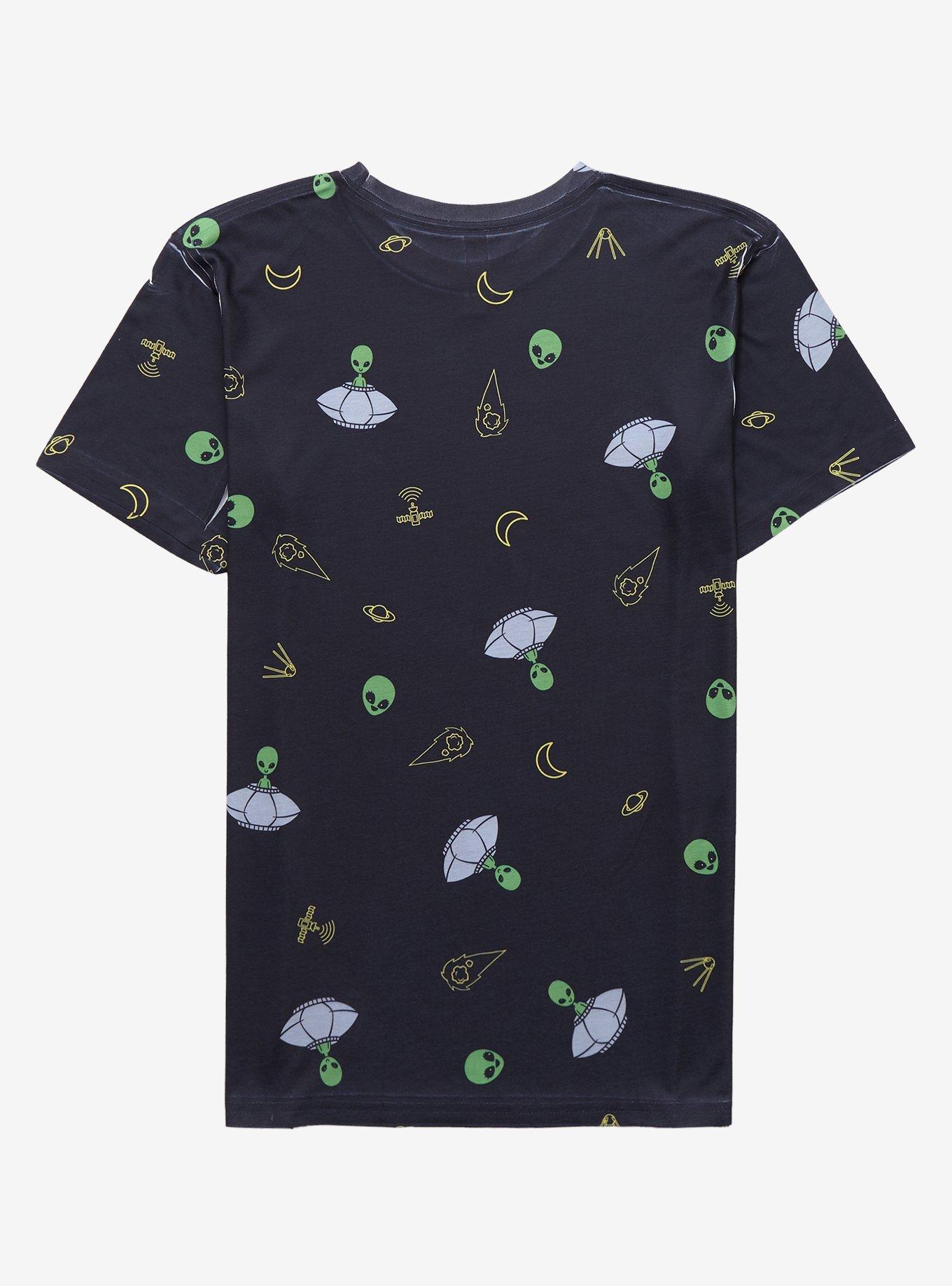 Alien Spaceship & Space Debris T-Shirt, BLACK, alternate
