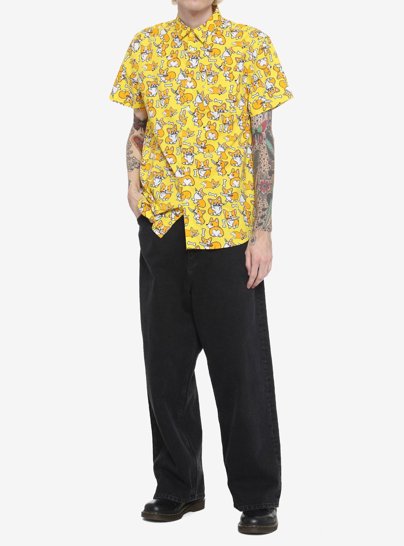 Corgi & Knife Woven Button-Up, MULTI, alternate