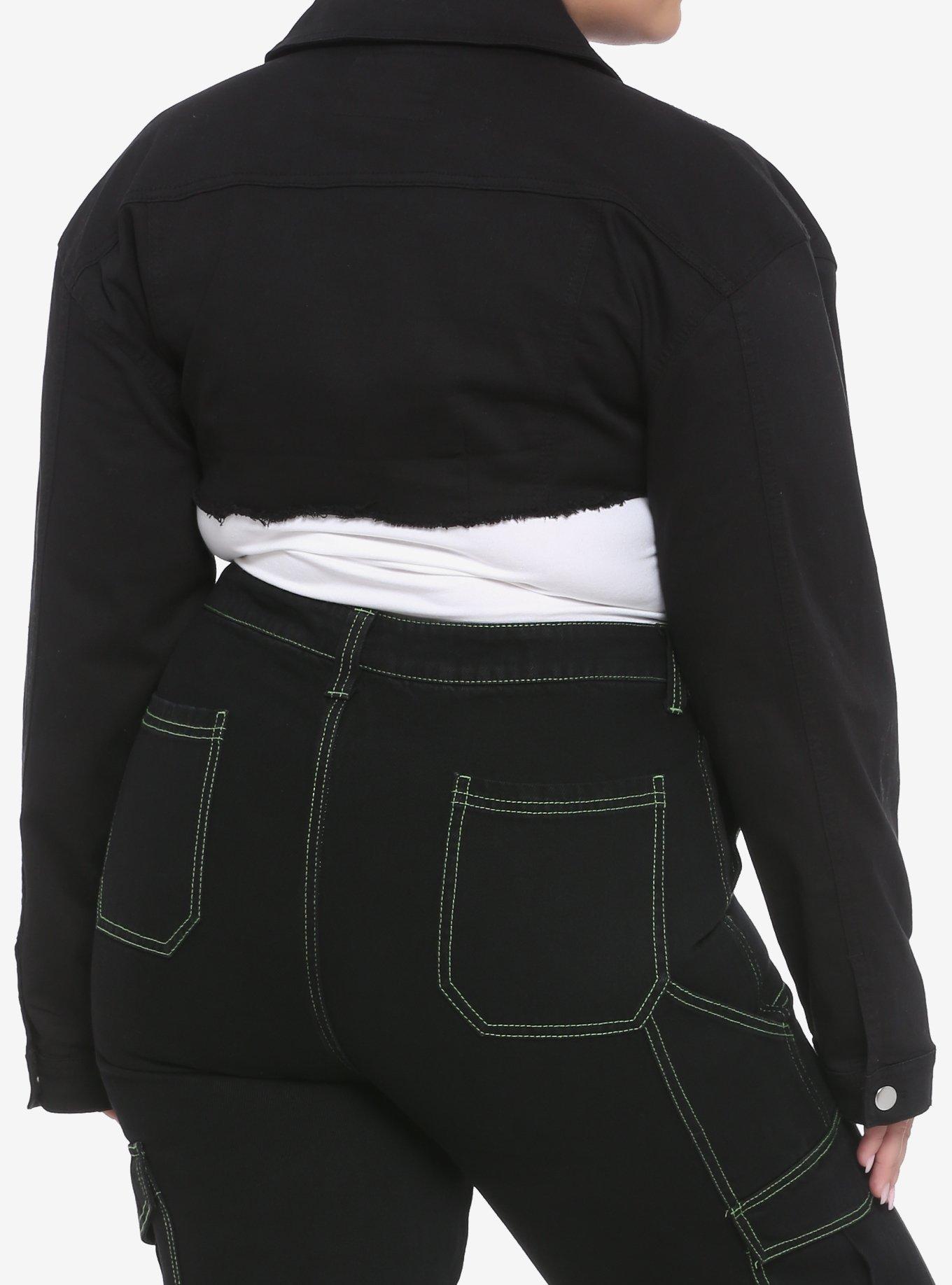 Cargo Girls Crop Jacket Plus Size, BLACK, alternate