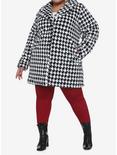 Houndstooth Faux Fur Girls Long Coat Plus Size, HOUNDSTOOTH PLAID, alternate