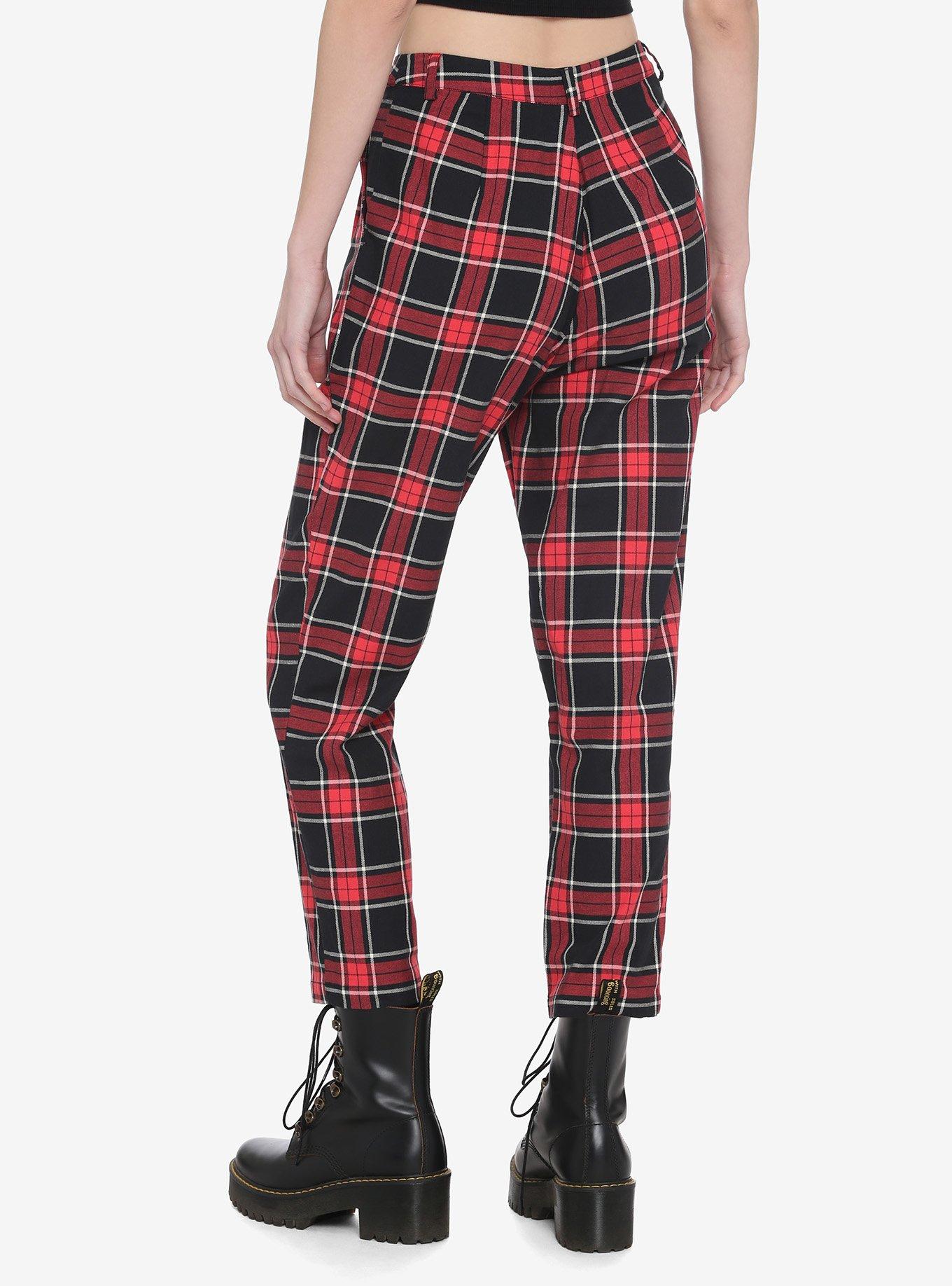 Black Friday Red & Black Plaid Pants, PLAID - RED, alternate